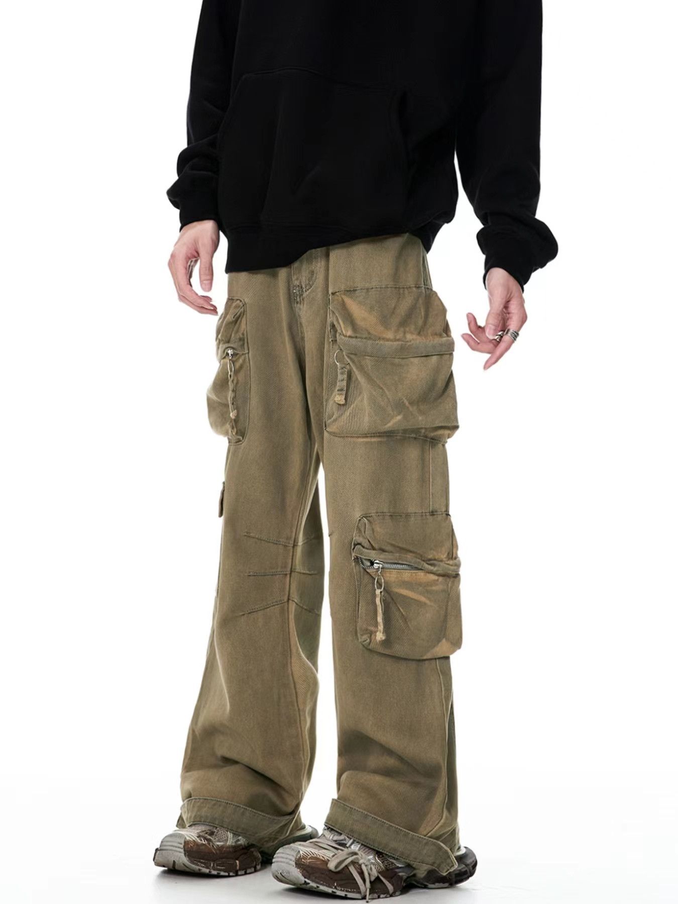 Japanese Brand × Jean Punk wasteland style dyed distressed multi-pocket jeans Size US 29 - 1 Thumbnail