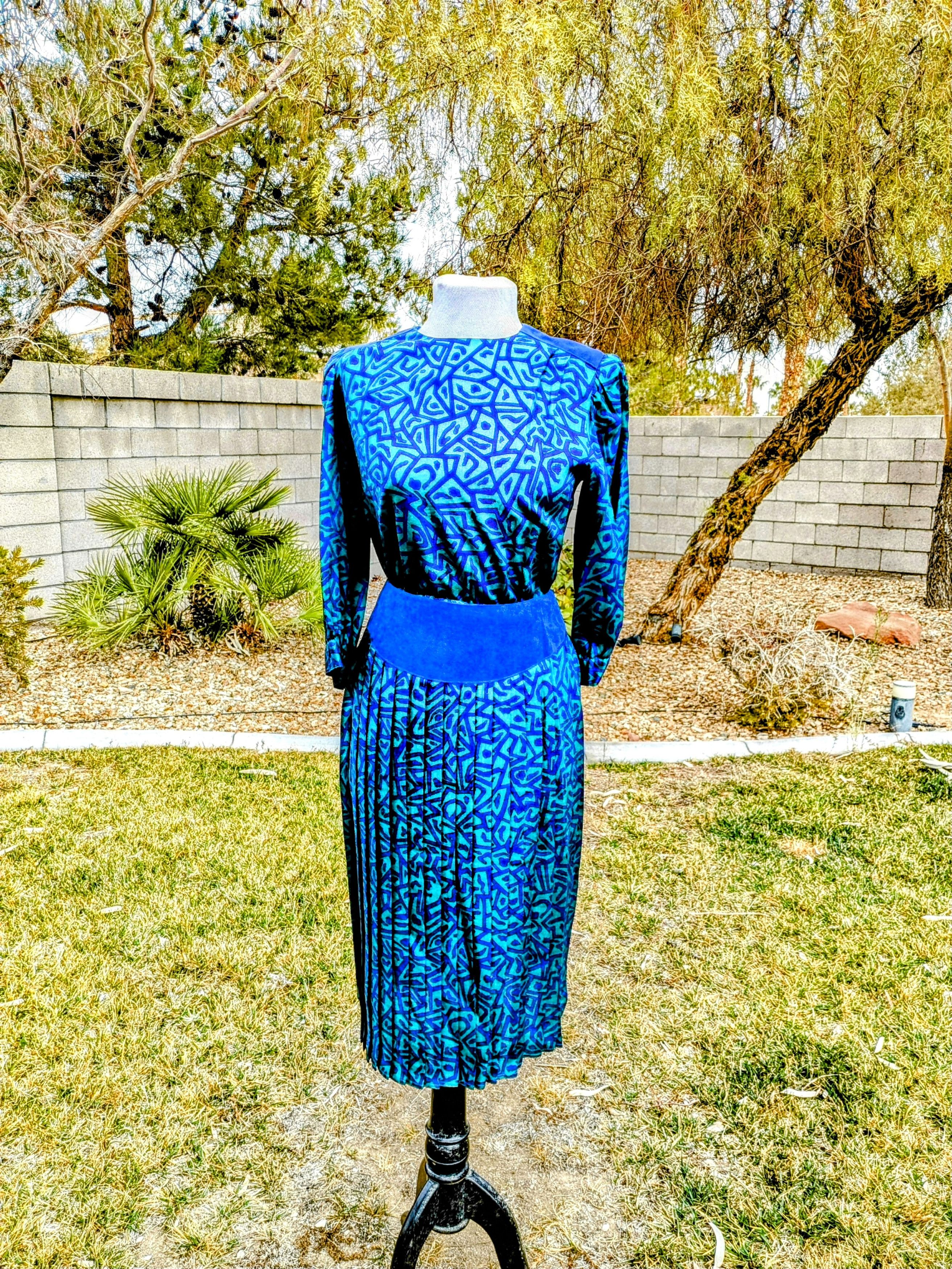 Vintage VTG Maggy London Jeannene Booher Retro 1980s Midi Dress Size S / US 4 / IT 40 - 1 Thumbnail