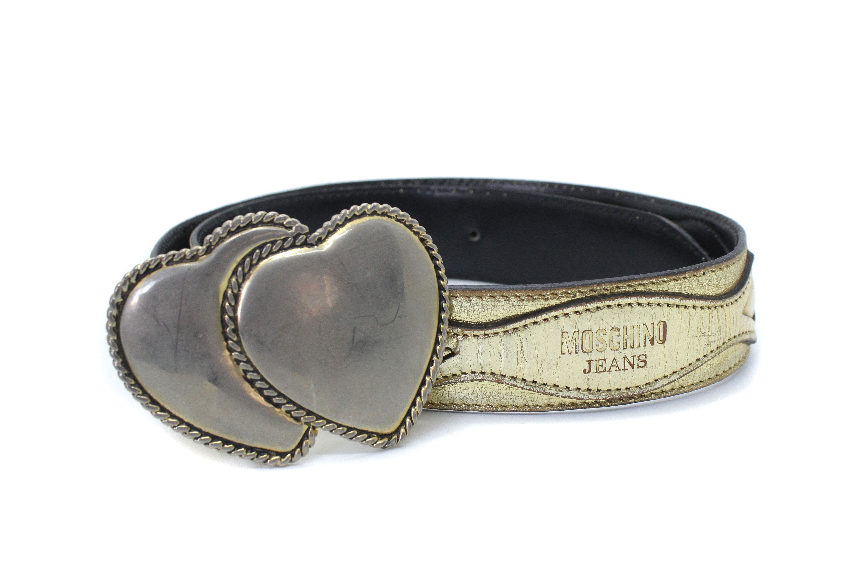 Moschino 90S Heart Logo Leather Belt Vintage Size ONE SIZE - 1 Thumbnail