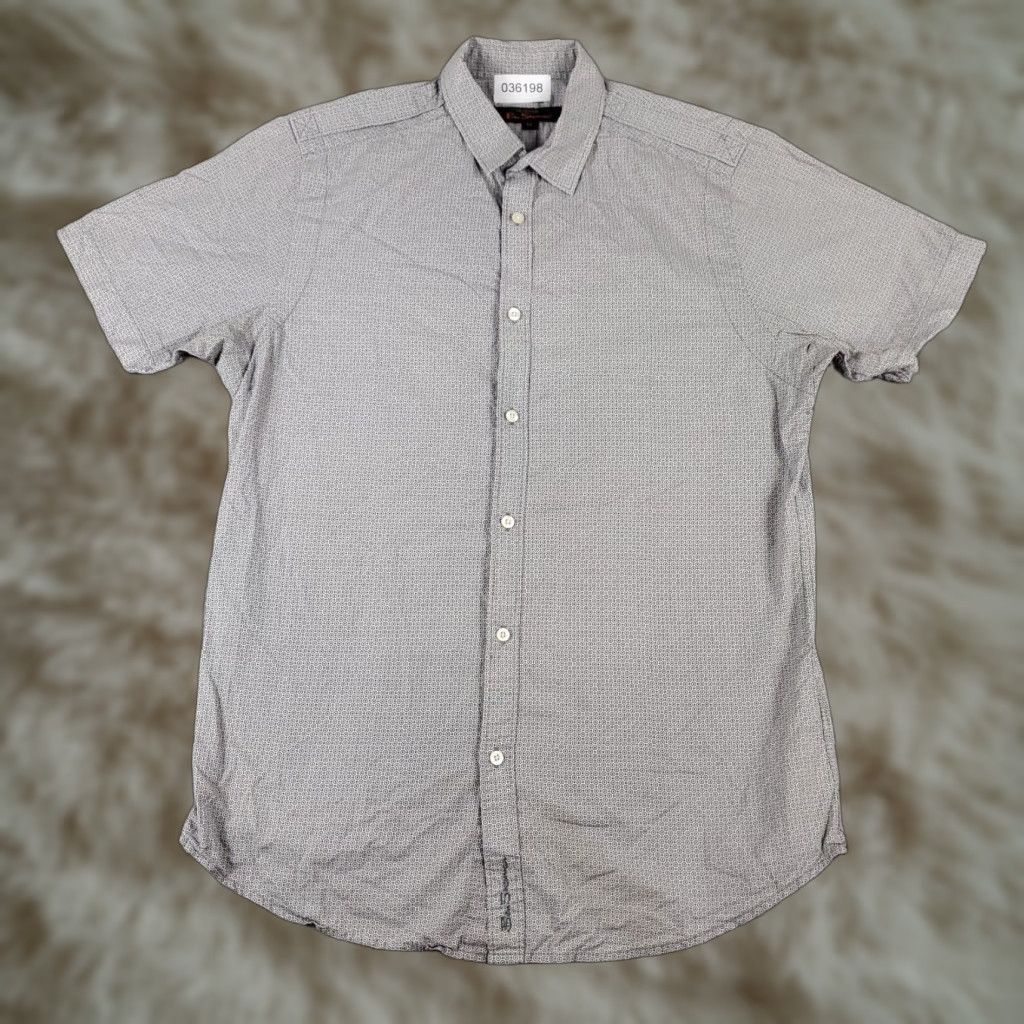 Ben Sherman Ben Sherman Men's Medium Brown Geometric Button-Up Shirt Short Sleeve Casual Modern Size US M / EU 48-50 / 2 - 1 Thumbnail