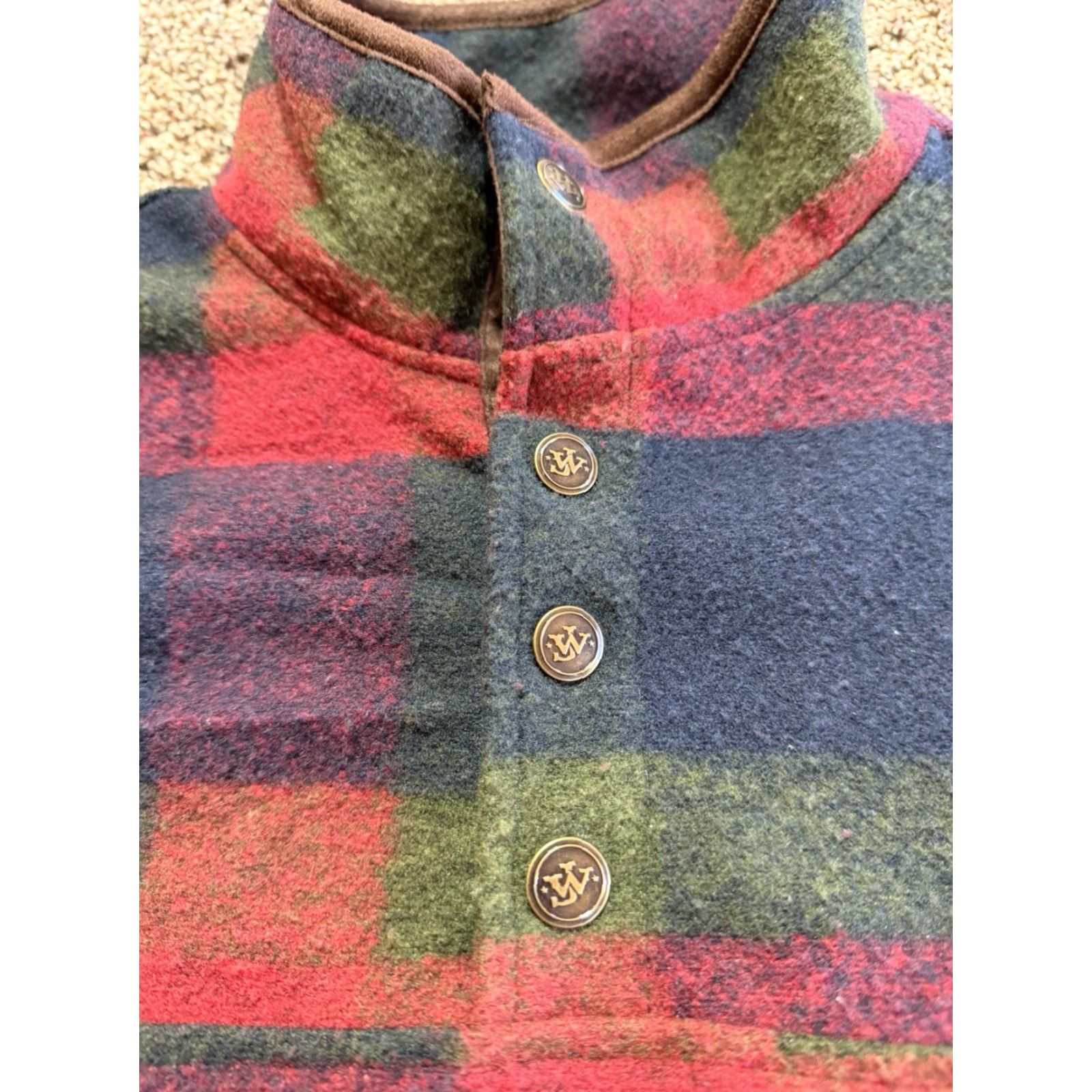 Vintage John Wayne Mens Sweater Pullover Medium Plaid Quater Snap Henley Top Size US M / EU 48-50 / 2 - 3 Thumbnail