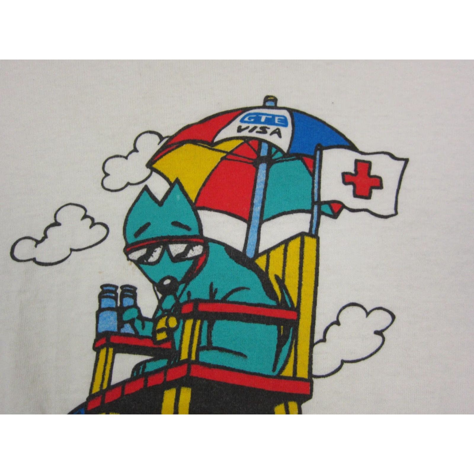 Vintage Vintage Visa Shirt Mens XL White Dog Lifeguard 90s USA GTE Ameritees T-Shirt Short Sleeve Crew Neck Cotton Jersey Regular Fit Size US XL / EU 56 / 4 - 4 Thumbnail