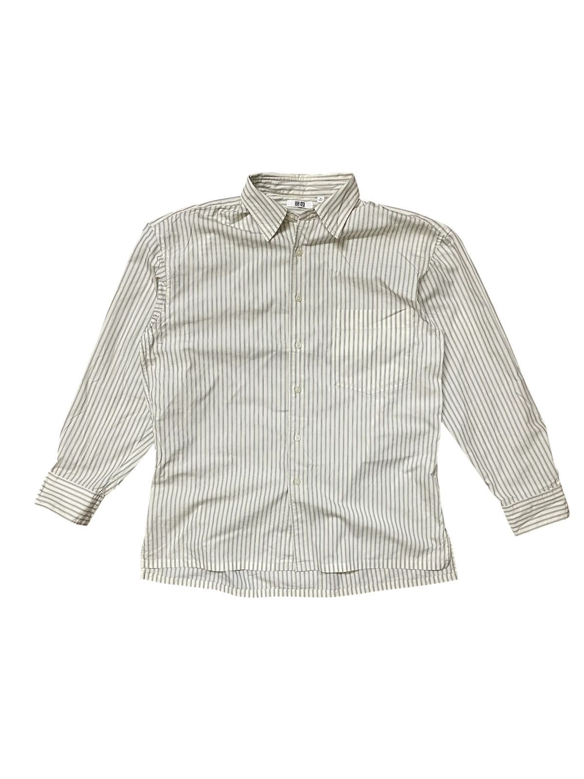 Uniqlo uniqlo white striped shirt relax fit Size US M / EU 48-50 / 2 - 1 Thumbnail