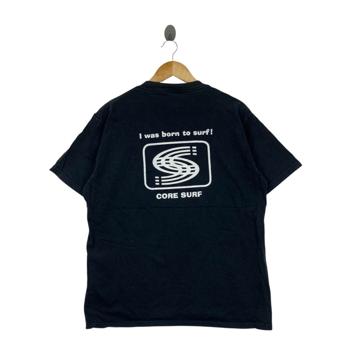 Vintage Vintage 90s CORE SURF I Was Born To Surfing Surfboard Shirt Size US L / EU 52-54 / 3 - 1 Thumbnail