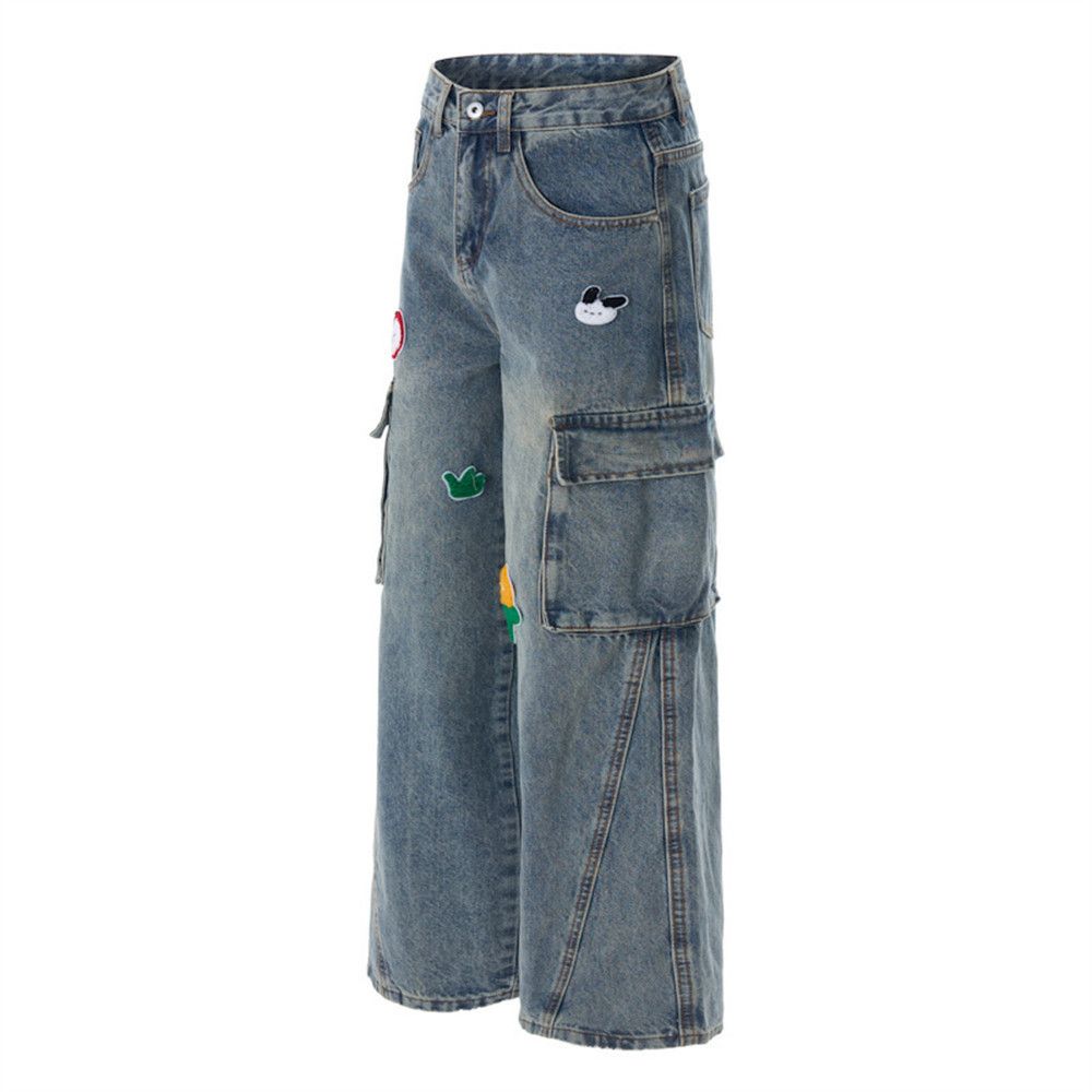 Vintage Men's cartoon embroidered multi-pocket work jeans Size US 32 / EU 48 - 5 Thumbnail