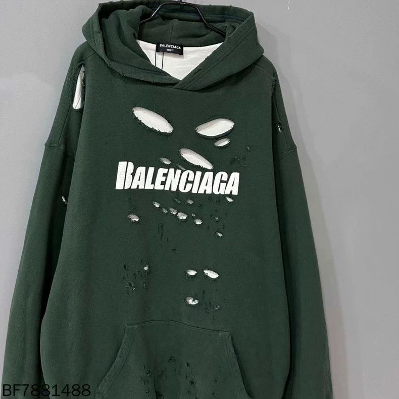Balenciaga Balenciaga Green double-layer hooded sweater with big dama Size US M / EU 48-50 / 2 - 1 Thumbnail