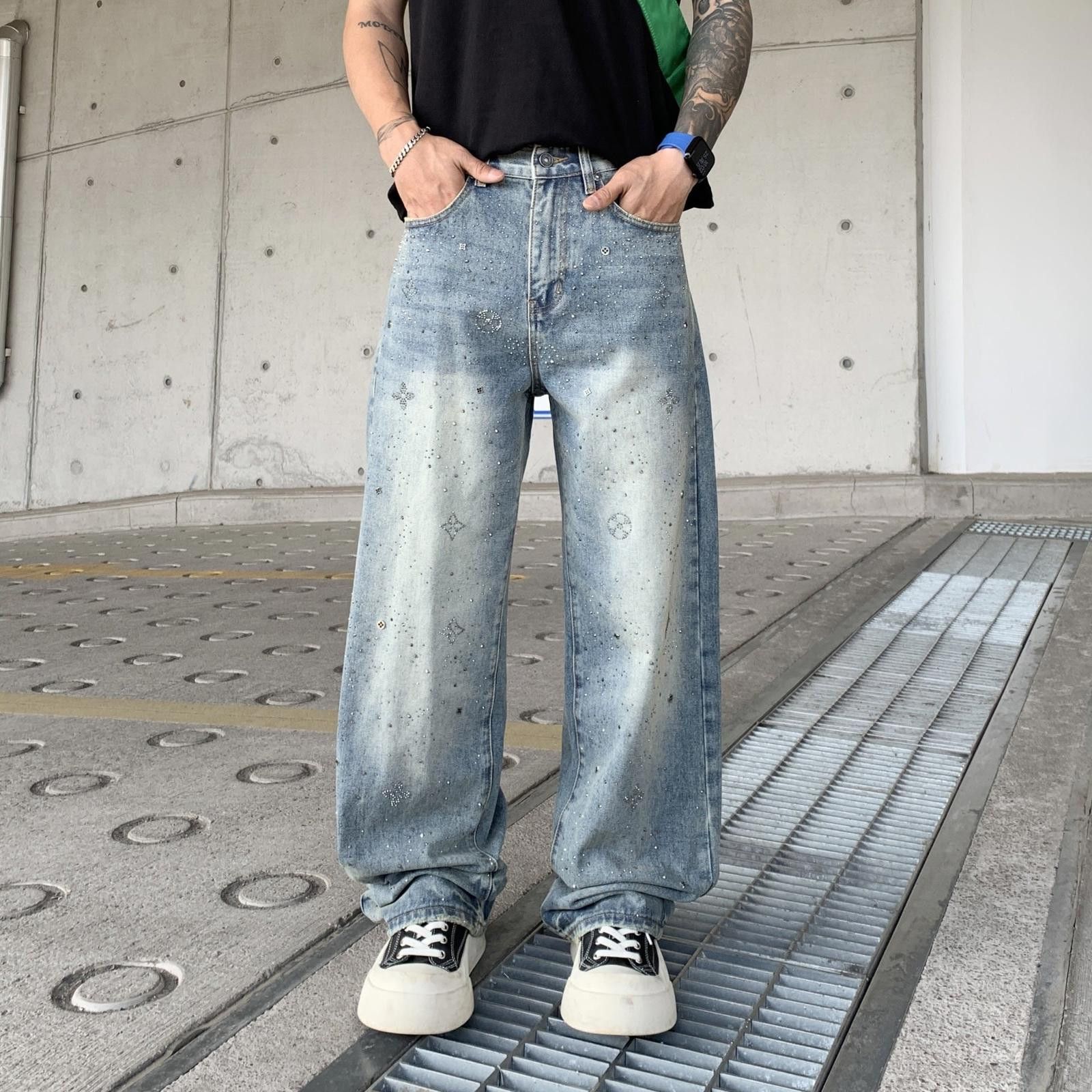 Japanese Brand Light Blue Wide Leg Denim Jeans, Baggy Fit Jeans Size US 30 / EU 46 - 1 Thumbnail