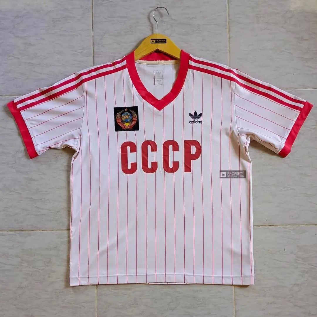 image of Adidas x Soccer Jersey 1982 Cccp Uni Soviet Football Jersey in White, Men's (Size Medium)