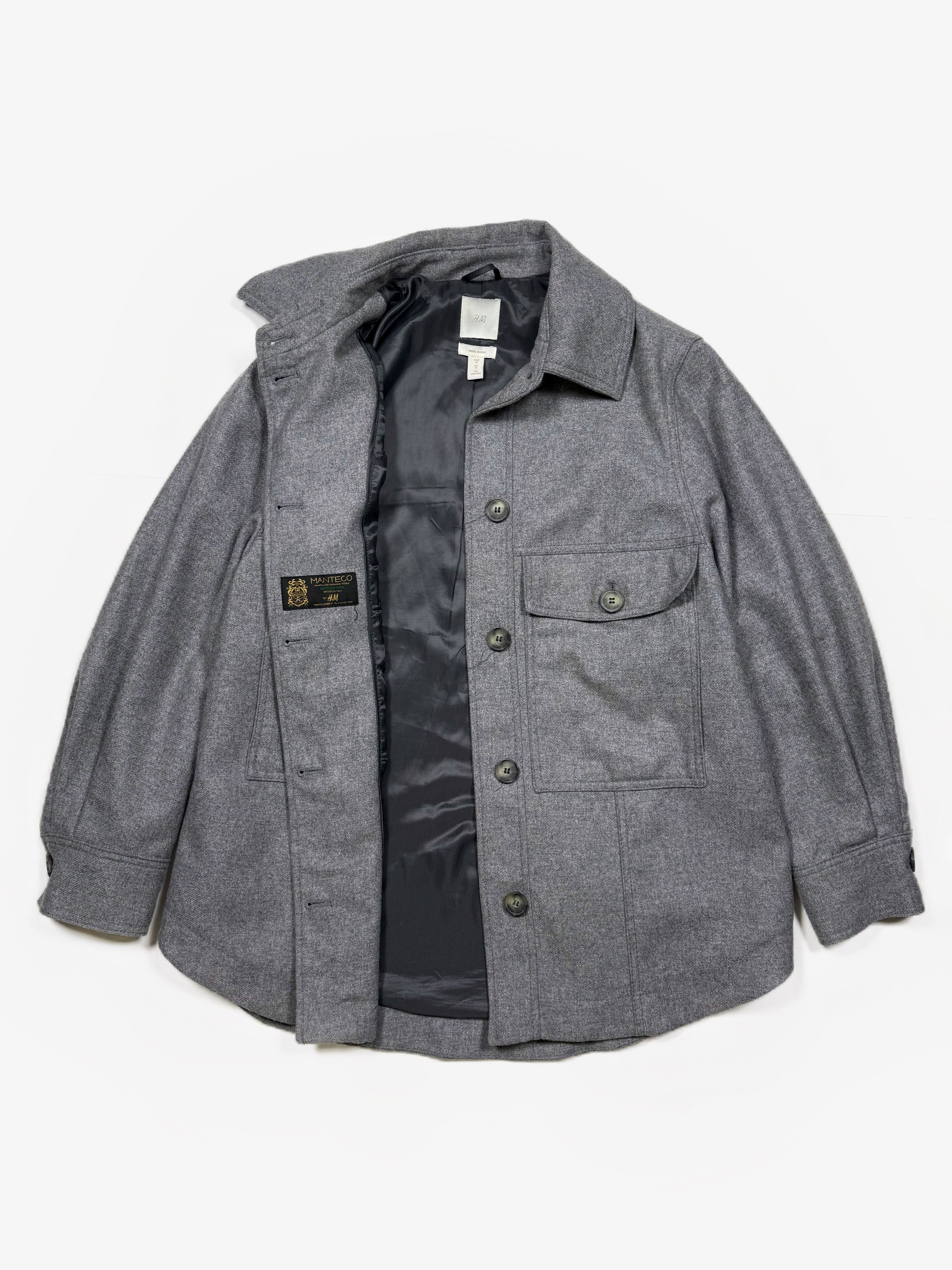 H&M H&m Х Manteco Wool Overshirt Gray (M) Size M / US 6-8 / IT 42-44 - 3 Thumbnail