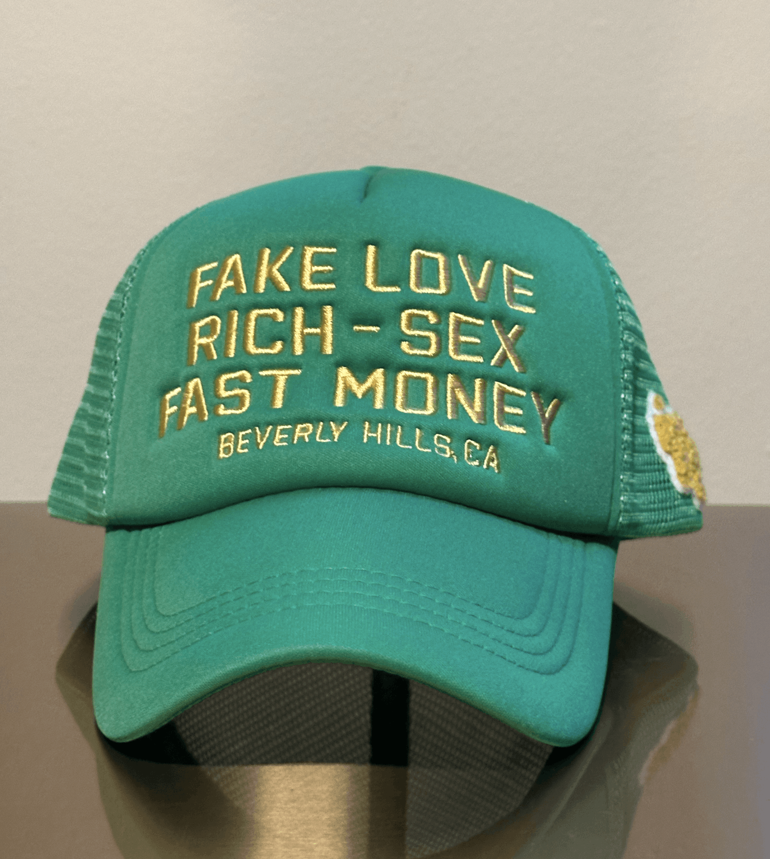 Homme + Femme La Homme + Femme Trucker Hat Green BRAND NEW FAKE LOVE RICH SEX Size ONE SIZE - 1 Thumbnail