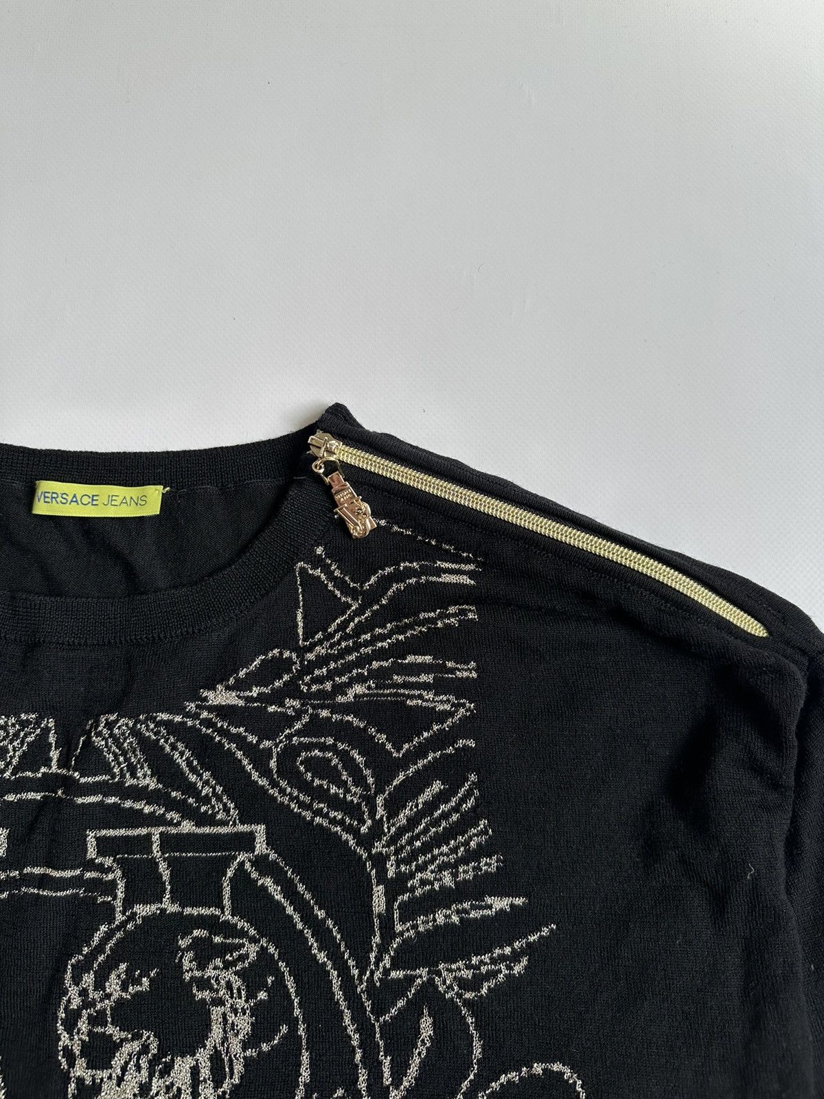 Versace Jeans Couture Versace Jeans Knit Long Sleeve Shirtdress Gold Zip Sz L/XL Size L / US 10 / IT 46 - 4 Thumbnail