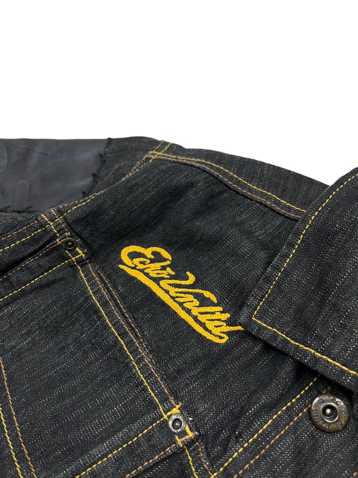 Ecko Unltd. Vintage Ecko Unltd. Denim Jacket Leather Patchwork Rhino Size US S / EU 44-46 / 1 - 8 Thumbnail