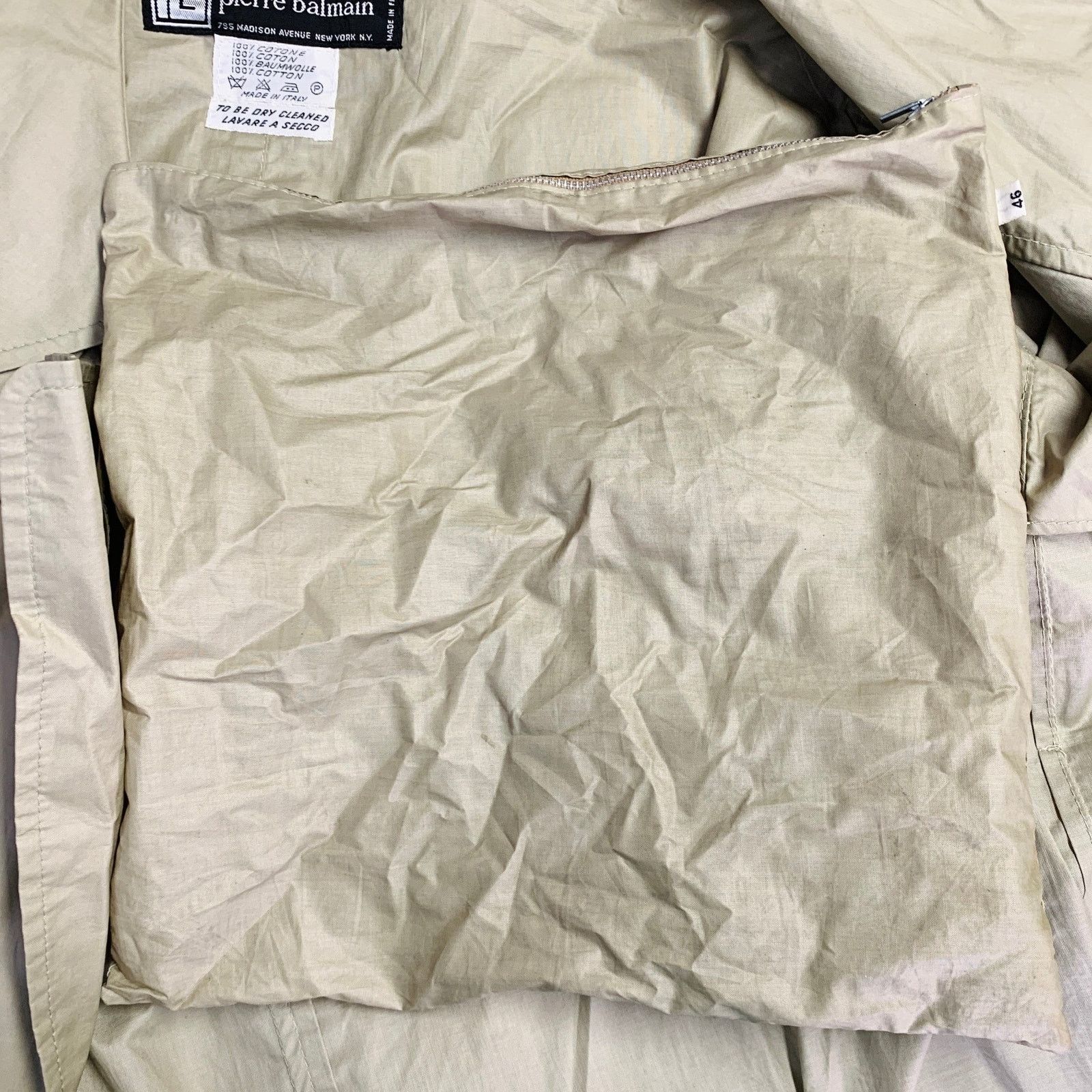 Pierre Balmain Size XL Beige Cotton Double Breasted Trench Coat Size US XL / EU 56 / 4 - 10 Thumbnail