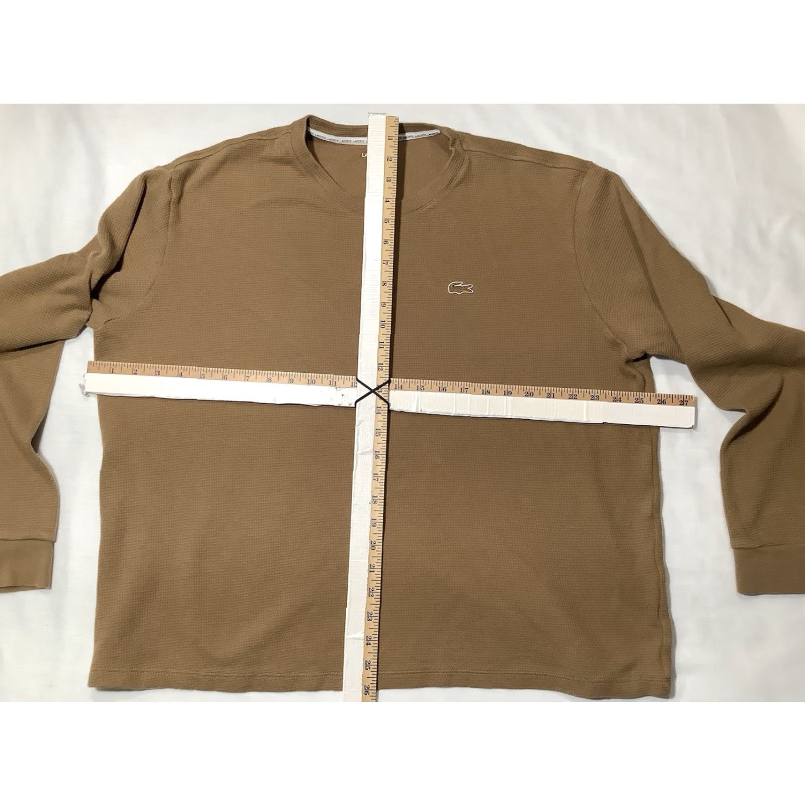 Lacoste Lacoste Thermal Shirt XXL Brown Waffle Knit Long Sleeve Crew Neck Top Mens Size US XXL / EU 58 / 5 - 8 Thumbnail