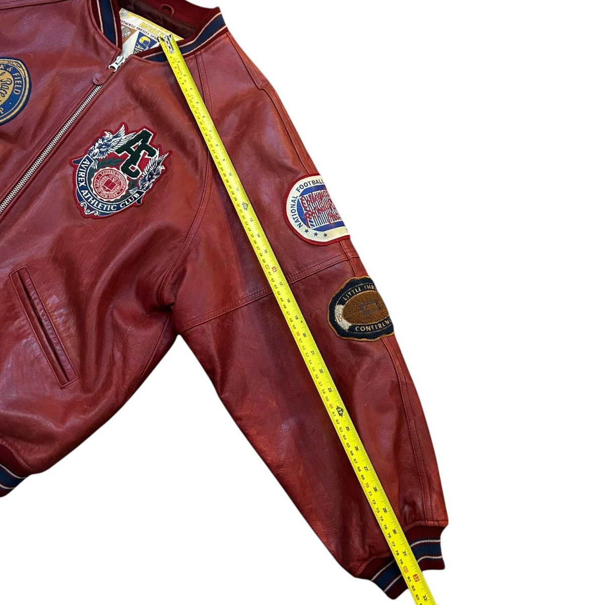 Avirex 90s Avirex Leather Varsity Bomber Jacket Mens XL Red Vintage Size US XL / EU 56 / 4 - 17 Thumbnail