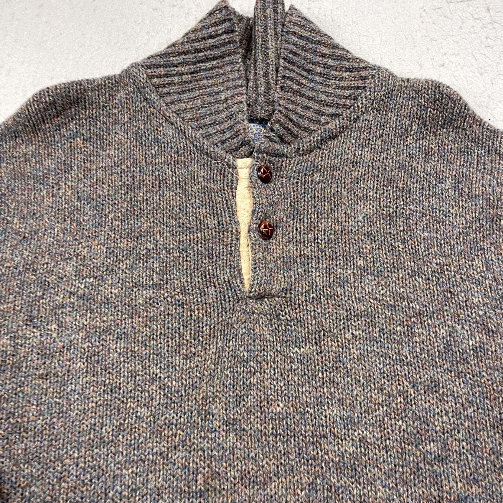 Pendleton VINTAGE Pendleton Sweater Mens XL Tall Gray Brown Button Cowl Neck Virgin Wool Size US XL / EU 56 / 4 - 2 Thumbnail