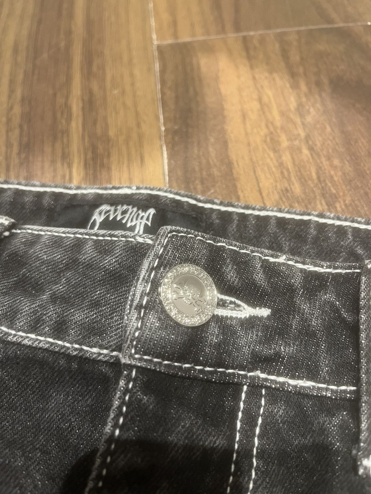 Revenge Spike cross embroidered Revenge jeans - dark grey Size US 30 / EU 46 - 3 Thumbnail