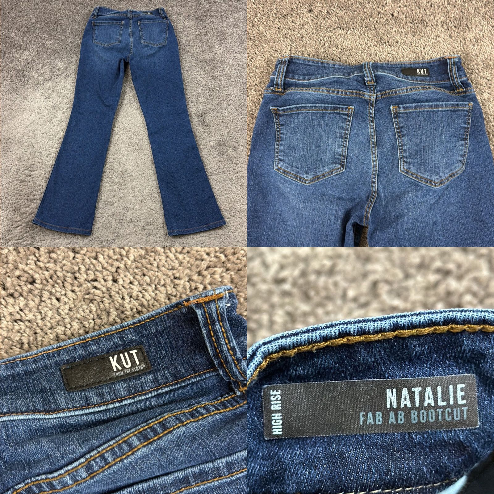 Vintage KUT Jeans Womens Bootcut High Rise Dark Wash Denim Stretch 4 Natalie AB 25x30 Size 27" / US 4 / IT 40 - 8 Thumbnail