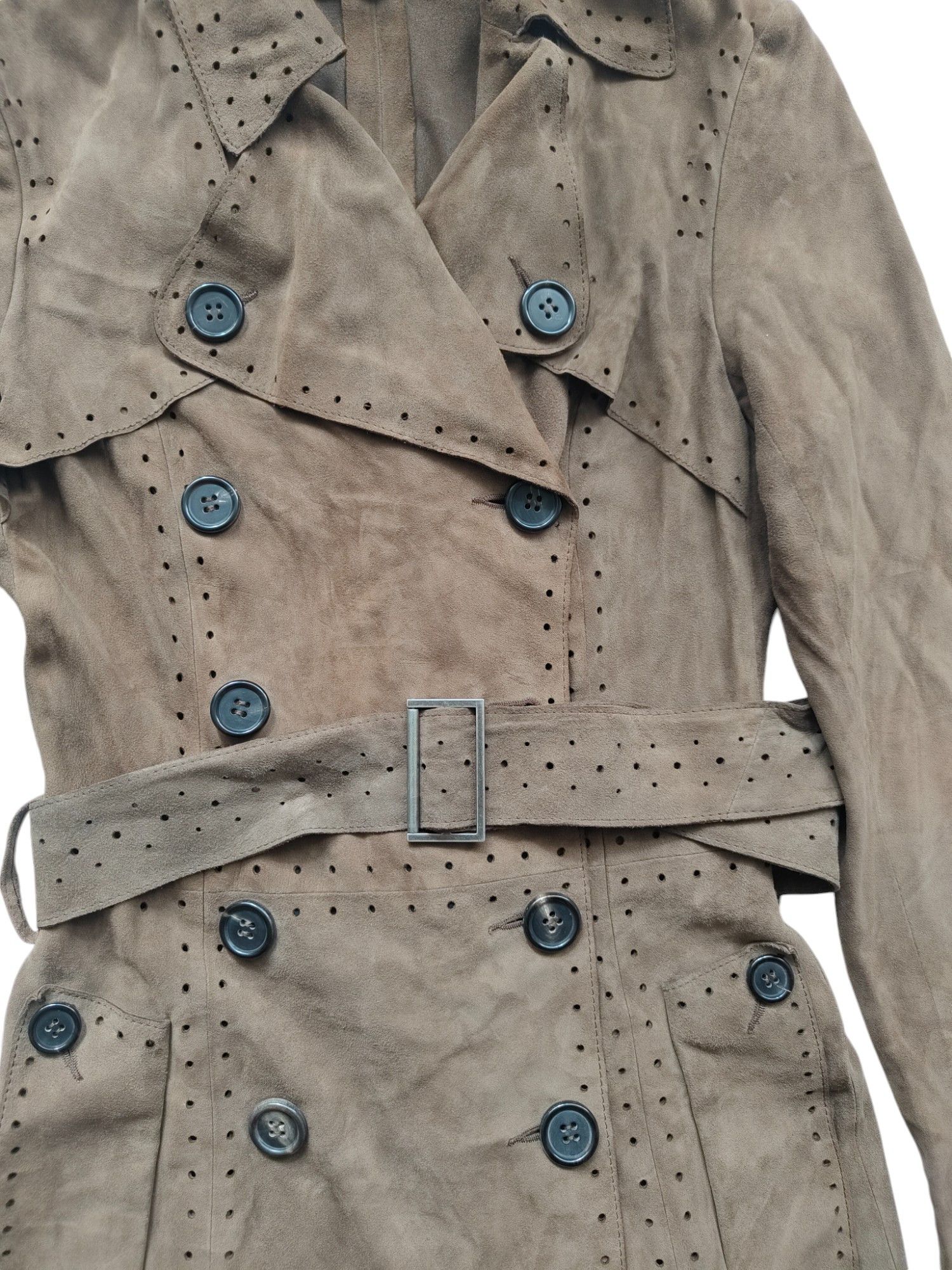 Theory Brown Lamb Suede Trenchcoat With Buttons And Belt Details Size M / US 6-8 / IT 42-44 - 5 Thumbnail