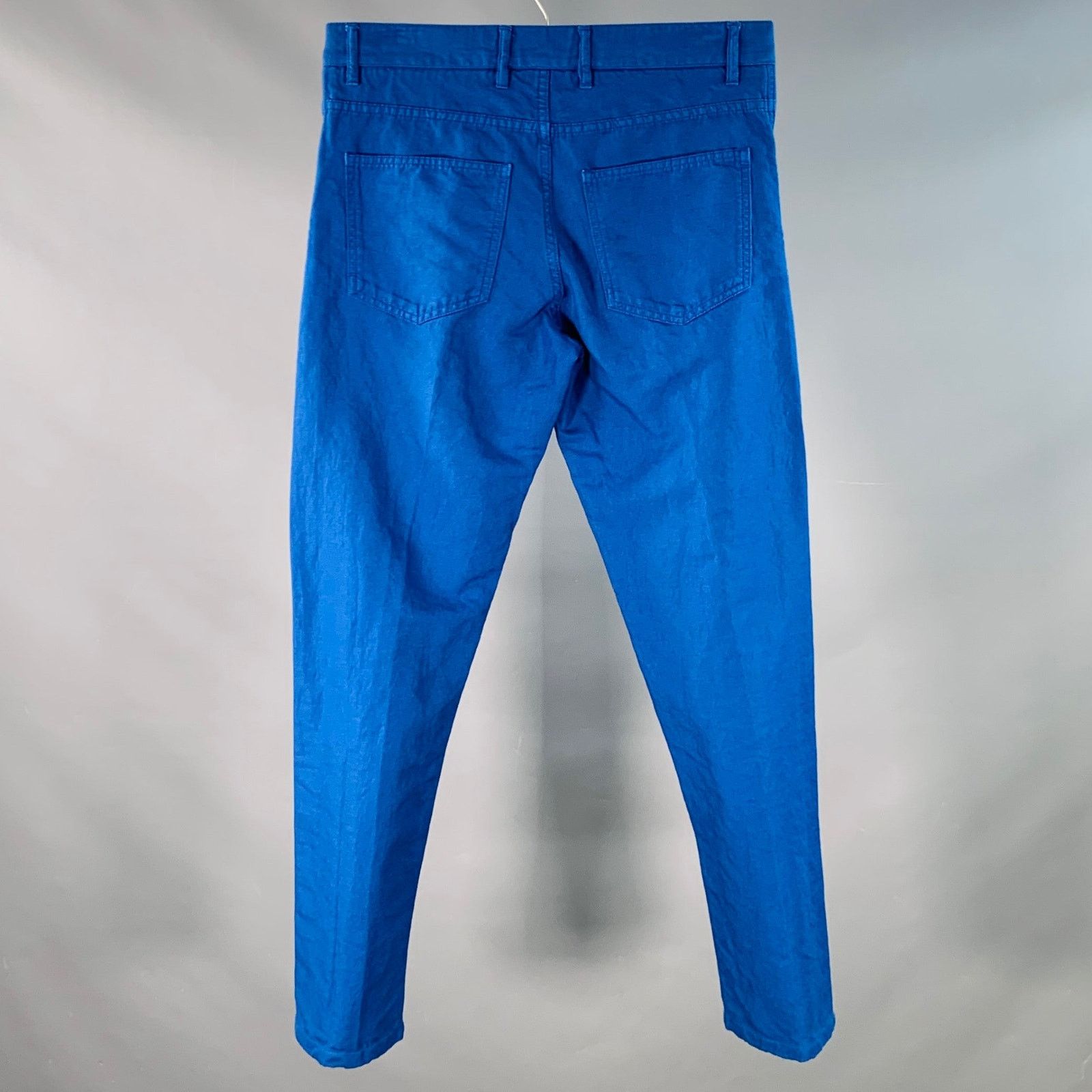 Isaia ISAIA Blue Cotton Linen Five Pockets Tapered Zip Fly Casual Size US 32 / EU 48 - 2 Thumbnail