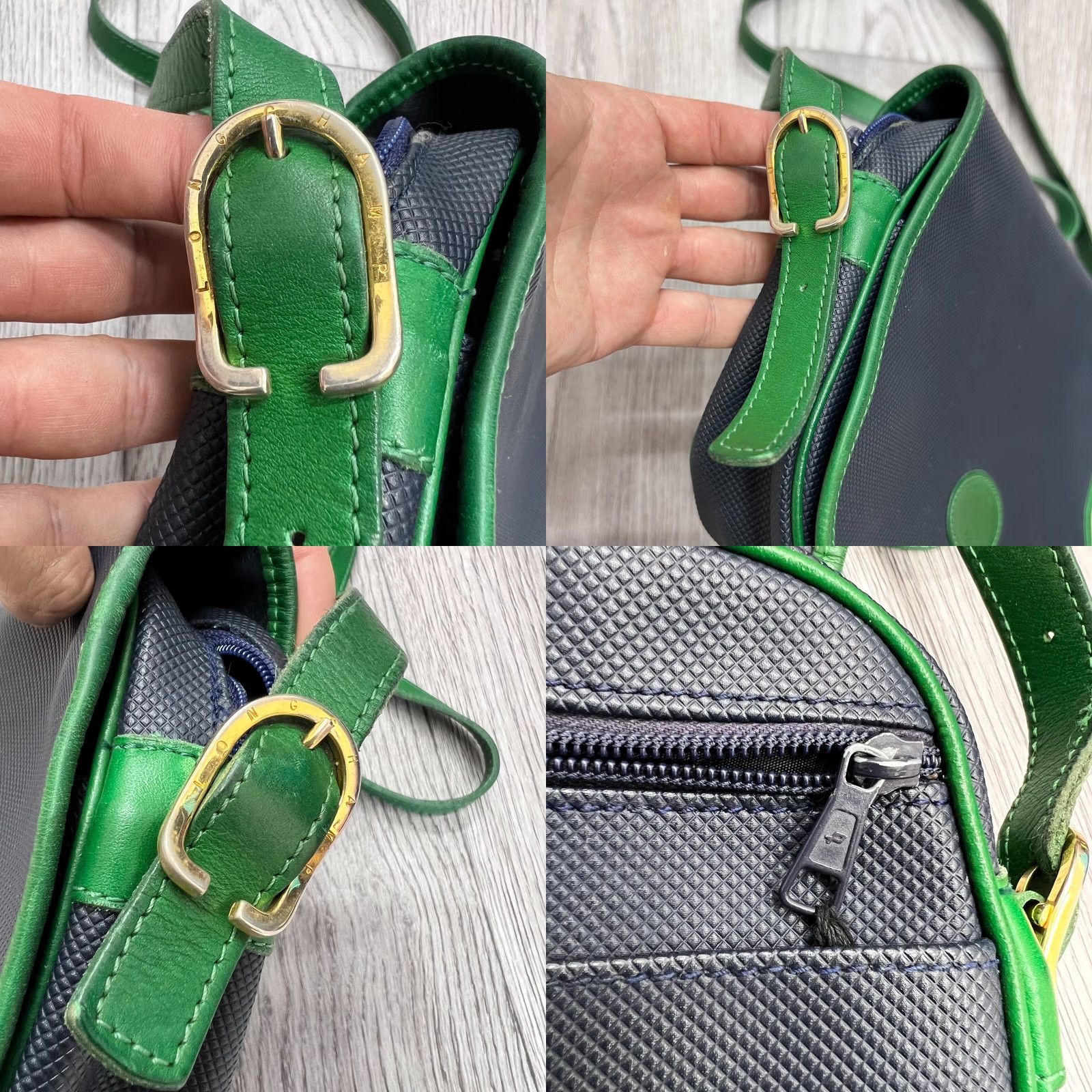 Longchamp VINTAGE Longchamp Crossbody Bag Women’s Shoulder Leather Resina Green Blue Size ONE SIZE - 8 Thumbnail