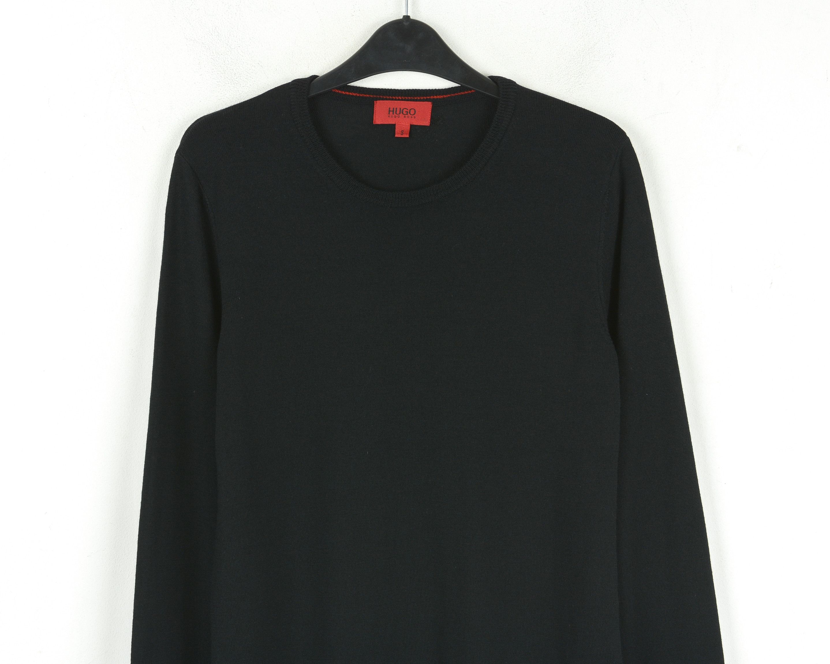 Hugo Boss Mens S Jumper Sweater Red Label Virgin Wool Pullover Black Size US S / EU 44-46 / 1 - 2 Thumbnail