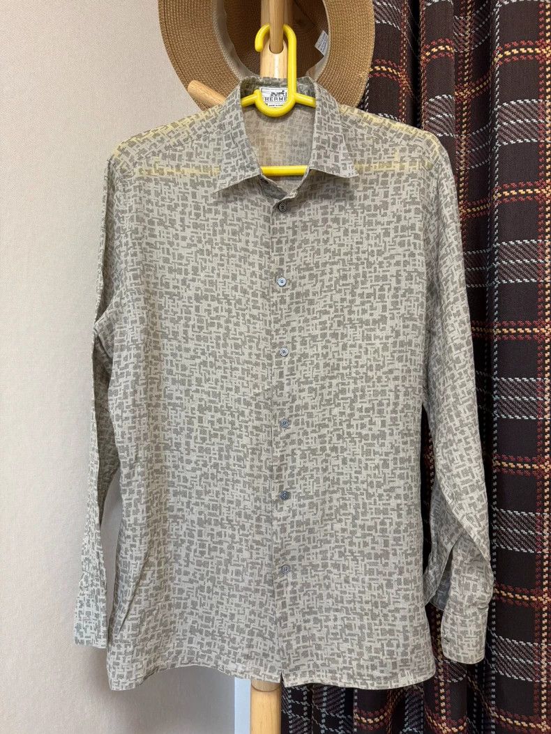 Hermes Hermes 100% Linen Long Sleeve Shirt - dmc Size US L / EU 52-54 / 3 - 1 Thumbnail
