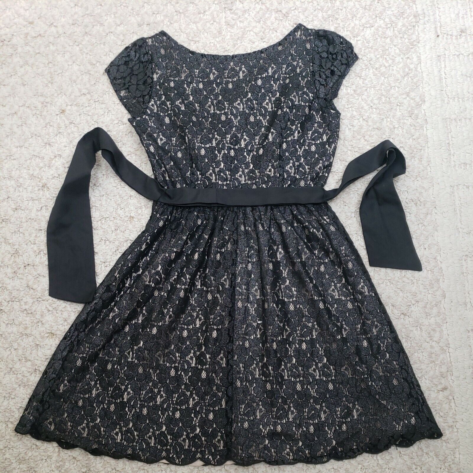 Other Elle New Years Eve Dress Womens Sz 4 Black Shimmer Lace Over Size S / US 4 / IT 40 - 6 Thumbnail
