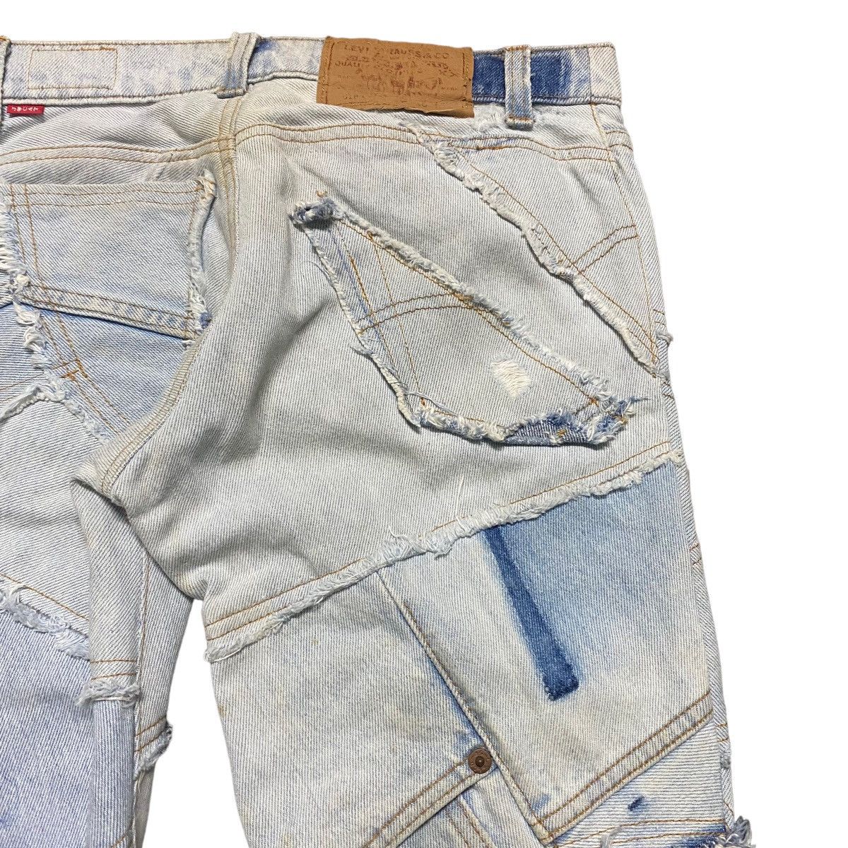 Japanese Brand JUNGLE CAT Reworked Recylce Paper Denim Flare Jeans Size US 28 / EU 44 - 12 Thumbnail