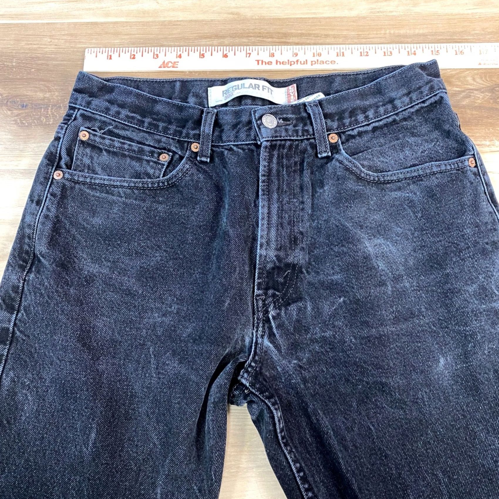 Levi's Levi's 505 Jeans Men 33x32 Heritage 100% Cotton Regular Fit Washed Black Vintage Straight Jeans Mens Size US 33 - 2 Thumbnail