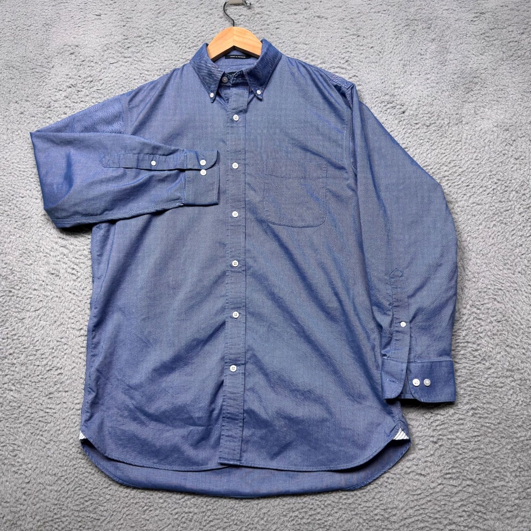 Lands' End Lands End Mens Shirt Blue Button Down Oxford Non Iron Pocket Preppy 15.5 32 Size US L / EU 52-54 / 3 - 3 Thumbnail