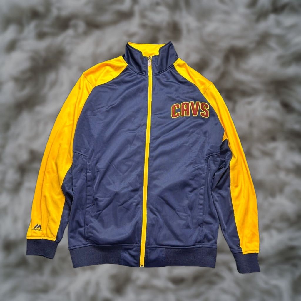 NBA Majestic NBA Cleveland Cavaliers Track Jacket Navy Gold Mens MT Tall Cavs Size US M / EU 48-50 / 2 - 1 Thumbnail