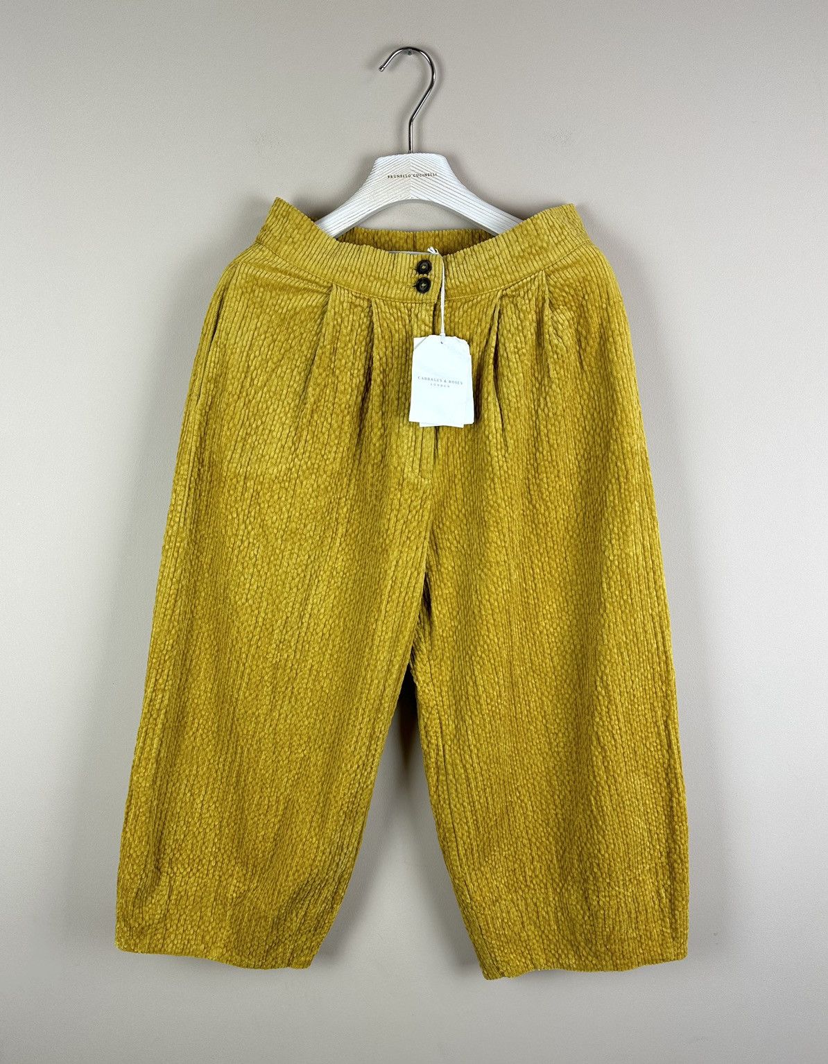 Margaret Howell CABBAGES & ROSES Yellow Corduroy Wide Cropped Trousers Pants Size 27" / US 4 / IT 40 - 1 Thumbnail