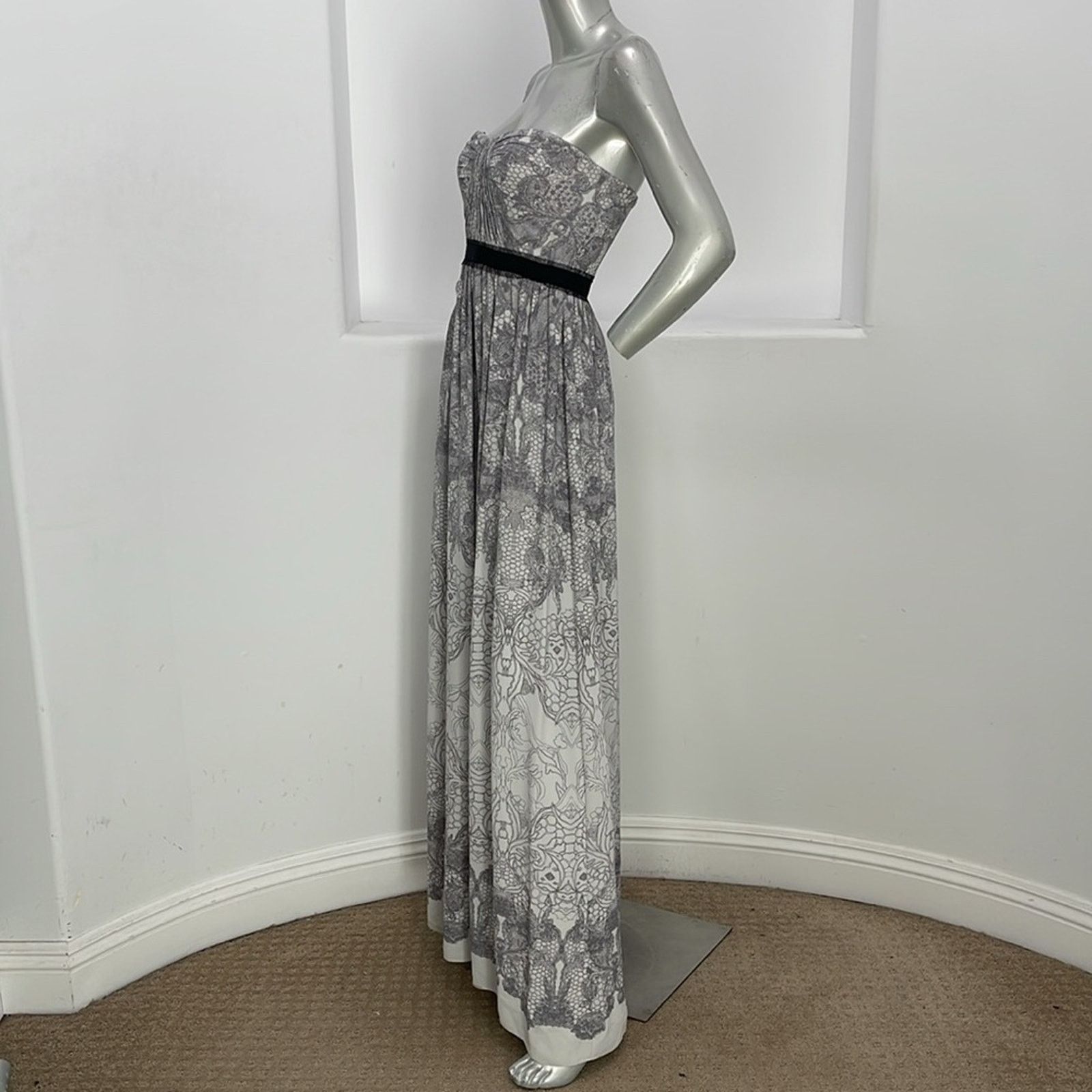Bcbgmaxazria Bcbgmaxazria Amber Strapless Maxi Dress White Gray Sz 2 Size XS / US 0-2 / IT 36-38 - 7 Thumbnail