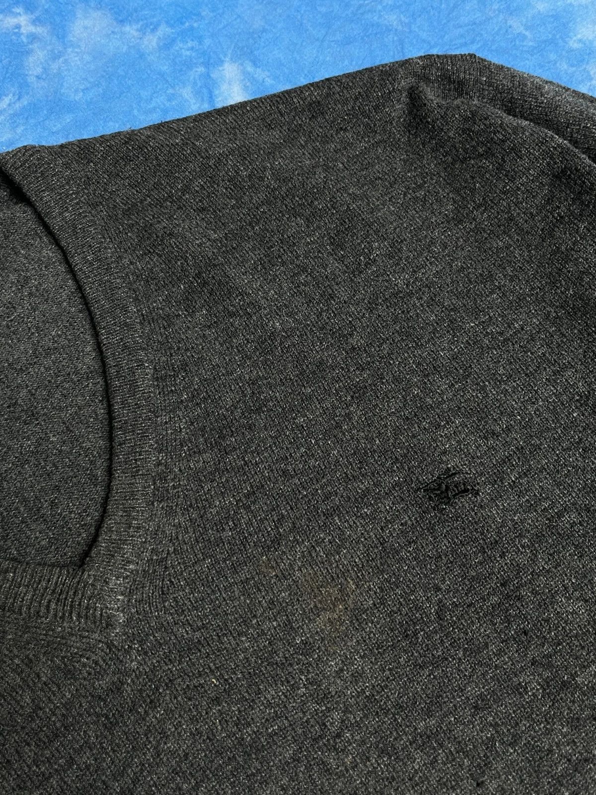 Burberry Vintage 90s Burberrys Lambswool Angora V-Neck Old Money Size US XL / EU 56 / 4 - 4 Thumbnail