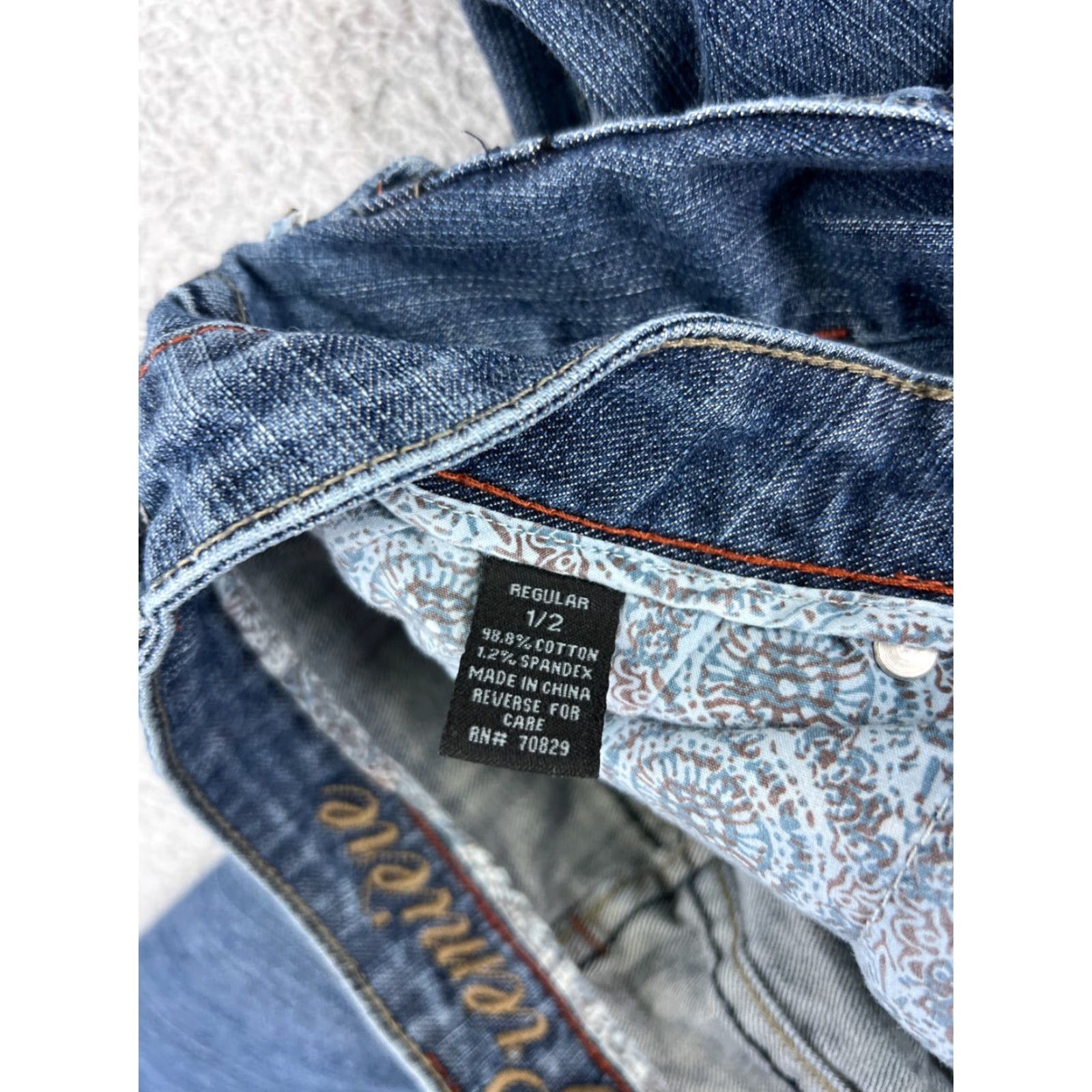 Vintage Premiere Jeans Women 1 Blue Denim Flared Low Rise 5-Pocket Distressed Embroidered Rhinestone Studded Cotton Blend Slim Vintage: No Size 25" / US 0 / IT 36 - 5 Thumbnail