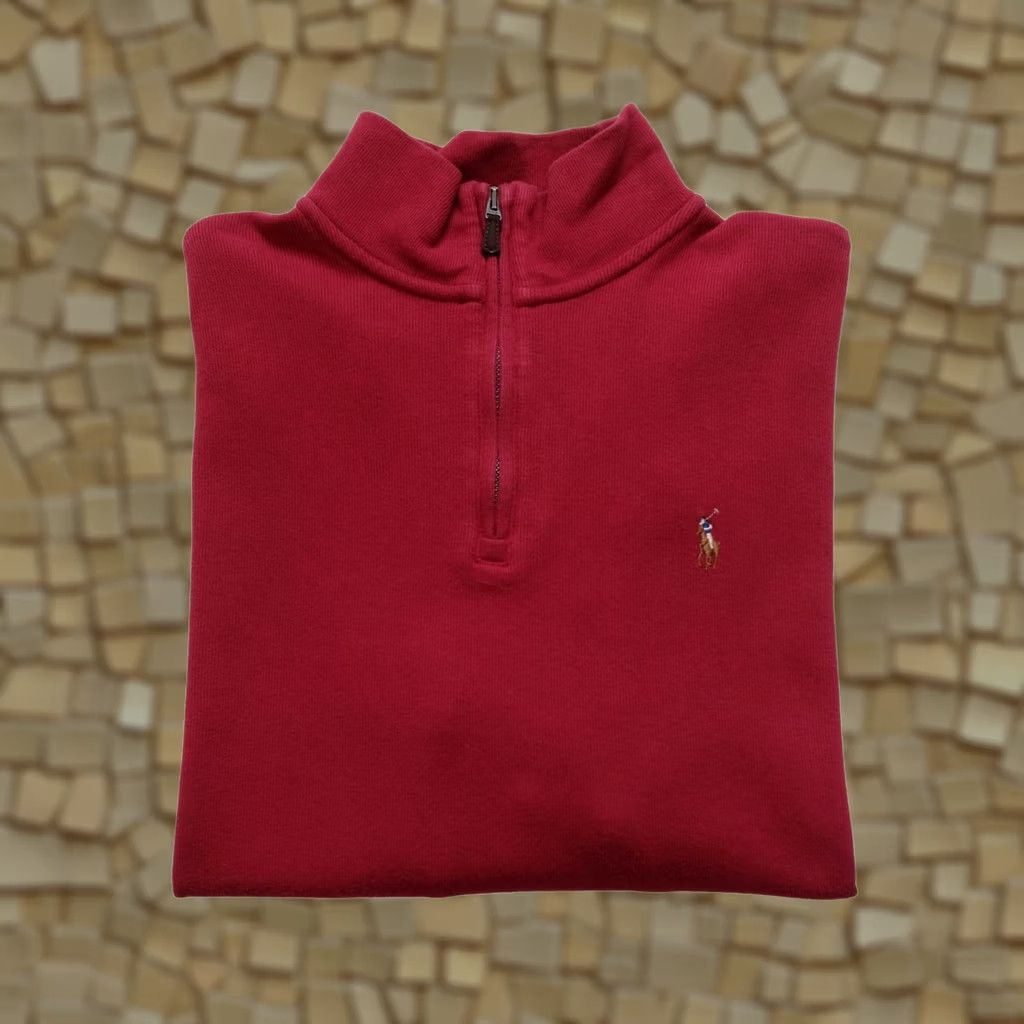 Polo Ralph Lauren VINTAGE Ralph Lauren Polo 1/4 ZIP Sweatshirt Embroidered Red M Men Shirt Size US M / EU 48-50 / 2 - 1 Thumbnail