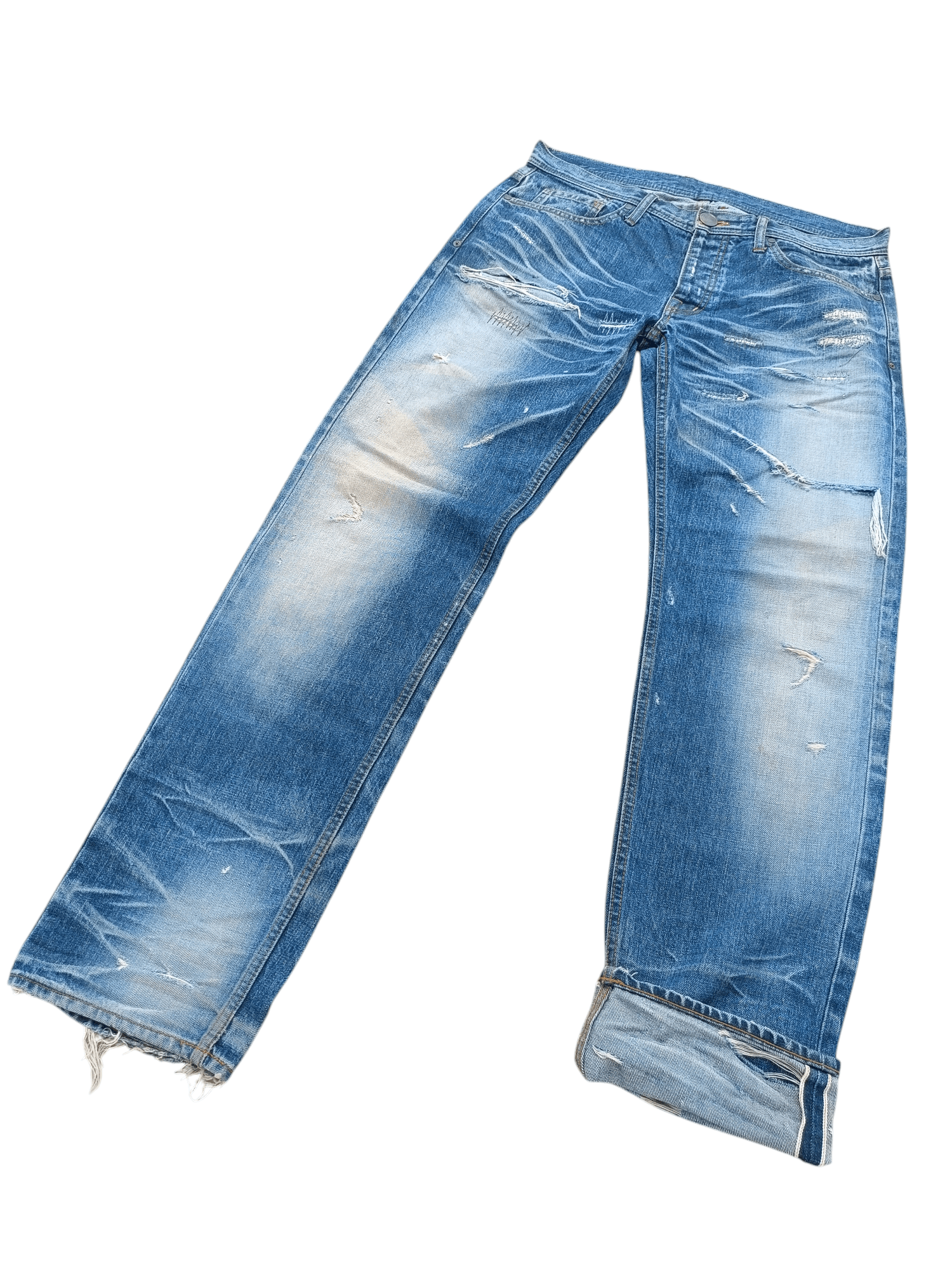 Japanese Brand Japanese Brand BAGARCH Selvedged Distressed Jeans E089 Size US 35 - 1 Thumbnail