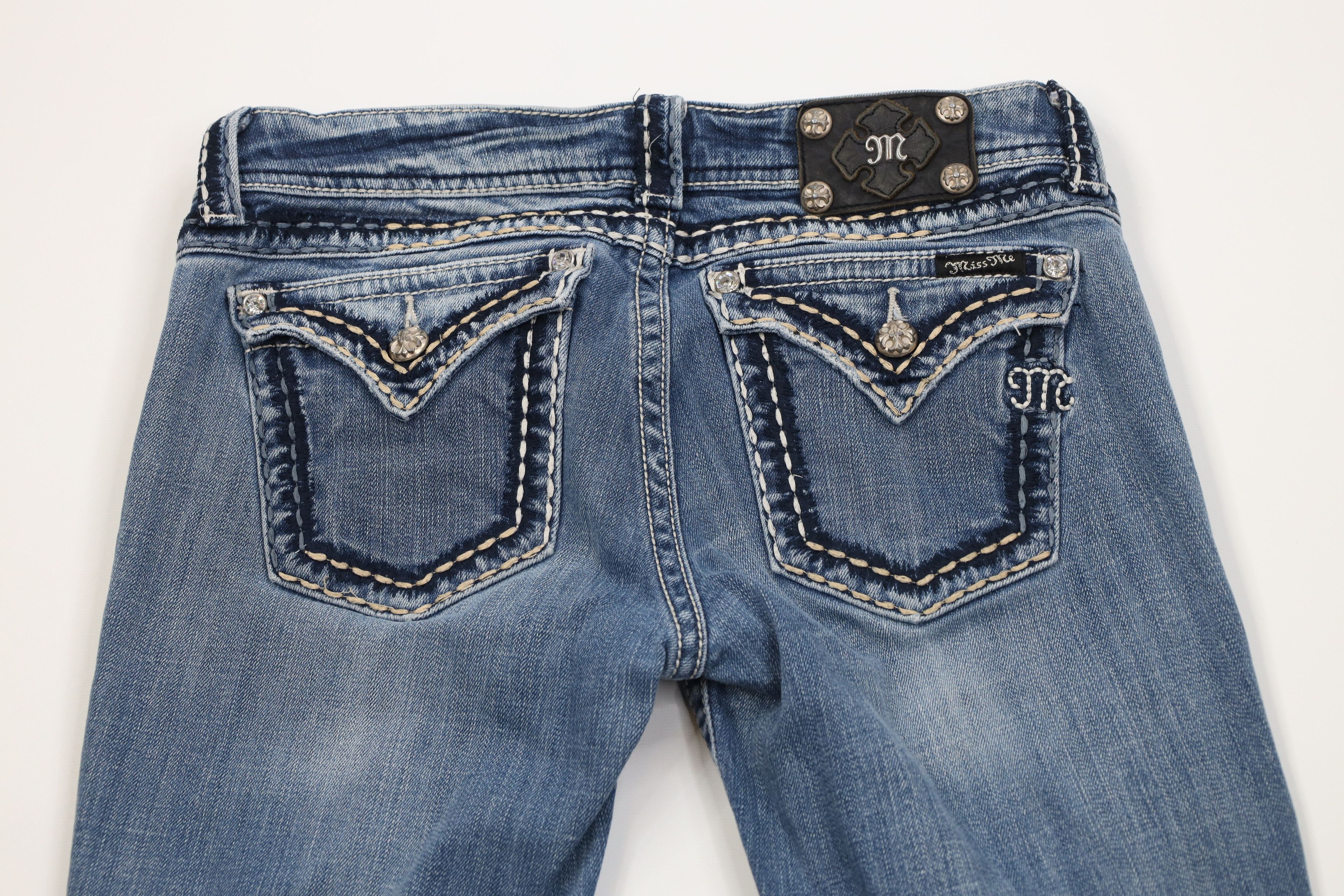 Miss Me Miss Me Thick Stitch Jeweled Flared Bootcut Denim Jeans Size 30" / US 8 / IT 44 - 11 Thumbnail
