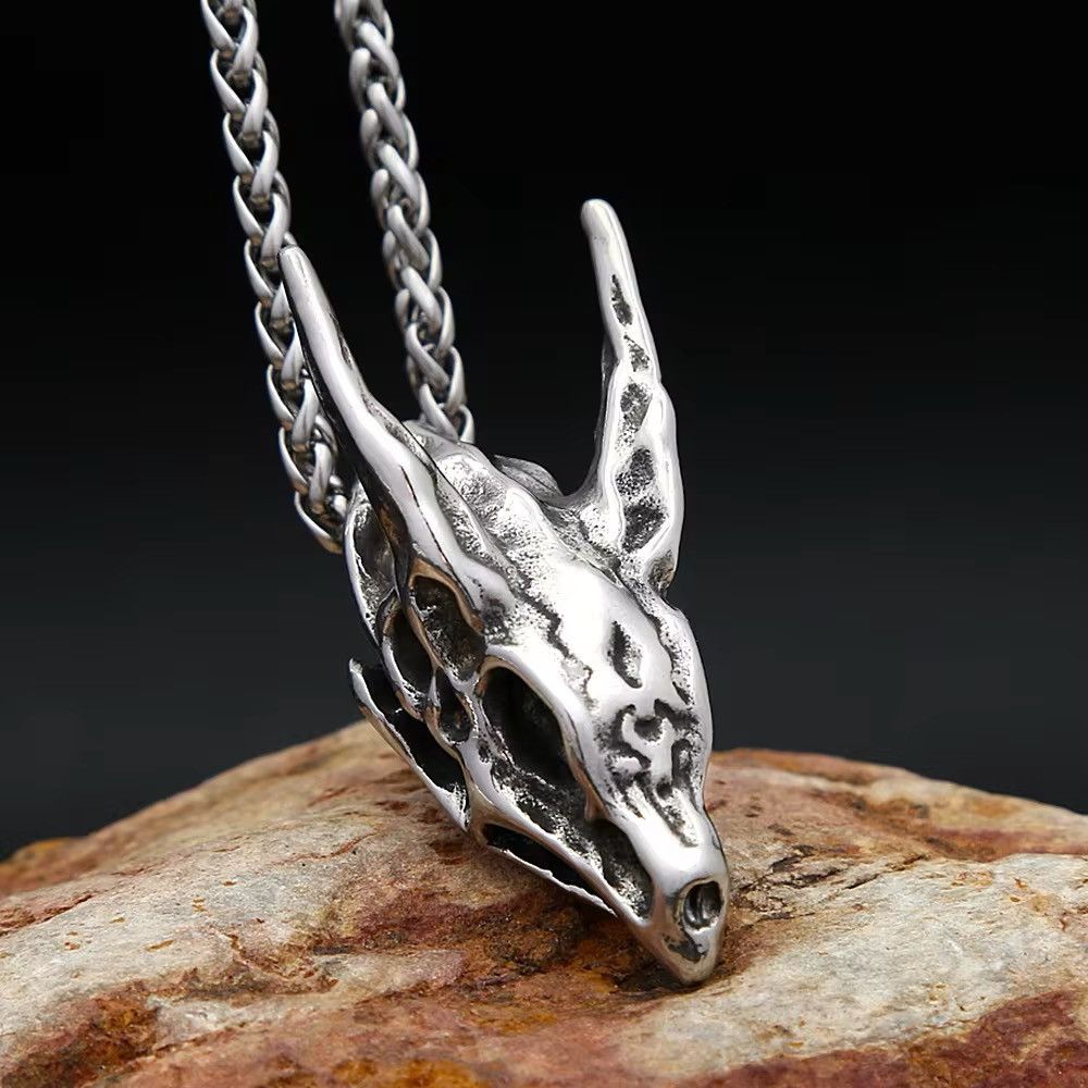 Vintage Vintage Goth Dragon Skull Necklace Size ONE SIZE - 1 Thumbnail