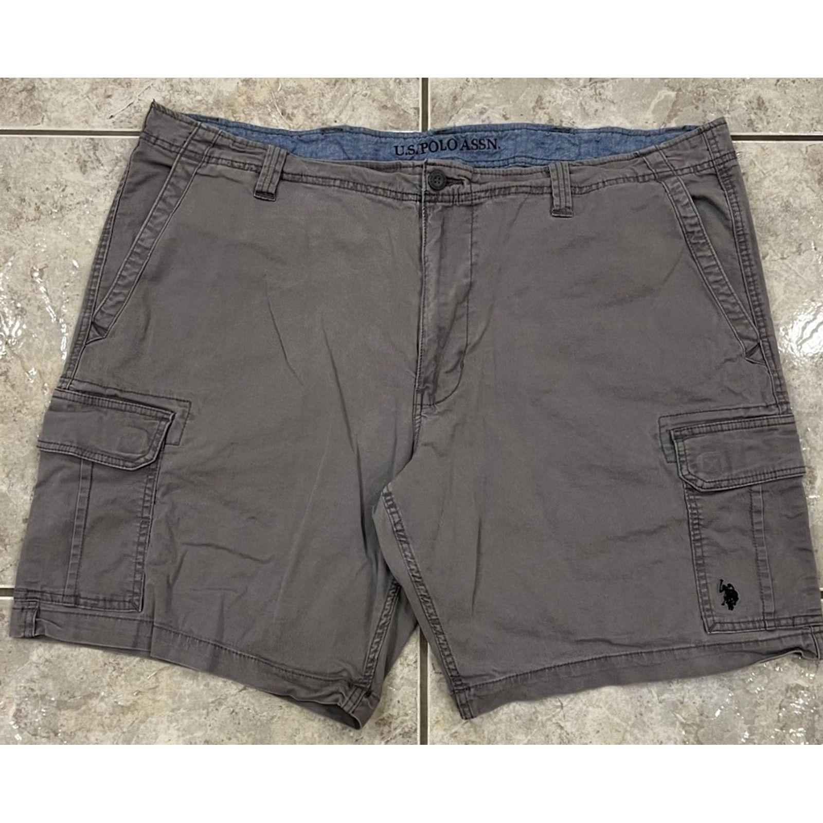 Vintage U.S. POLO ASSN. Shorts Mens 46 Gray Grey 10" Cargo Utility Pockets Work Dad Size US XXL / EU 58 / 5 - 2 Thumbnail