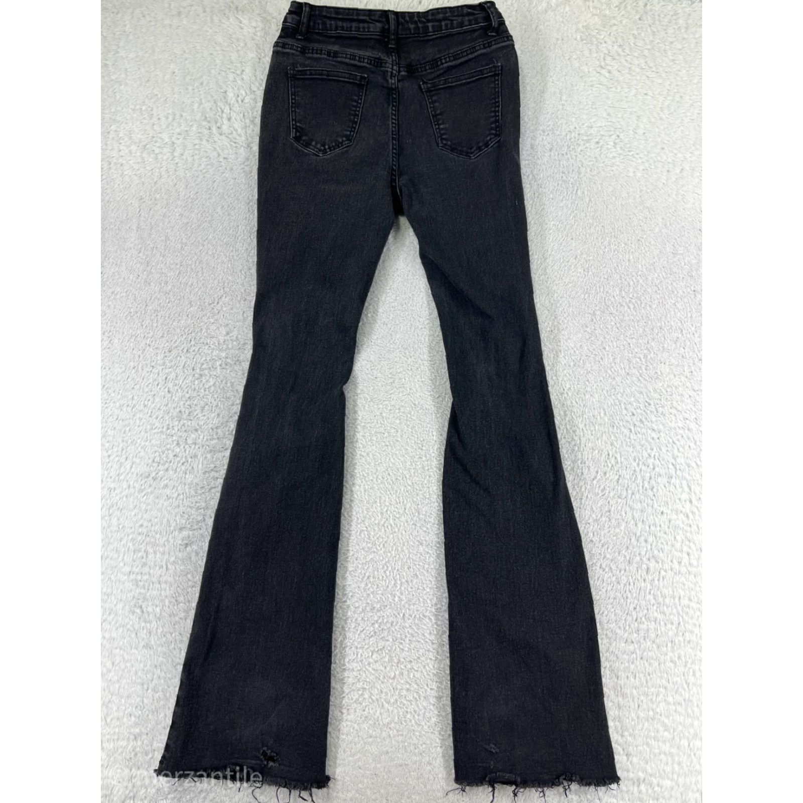 Shein VINTAGE SheIn Pants Womens Small Black Denim Jeans Distressed Flare Cotton Blend Stretch Size 28" / US 6 / IT 42 - 2 Thumbnail