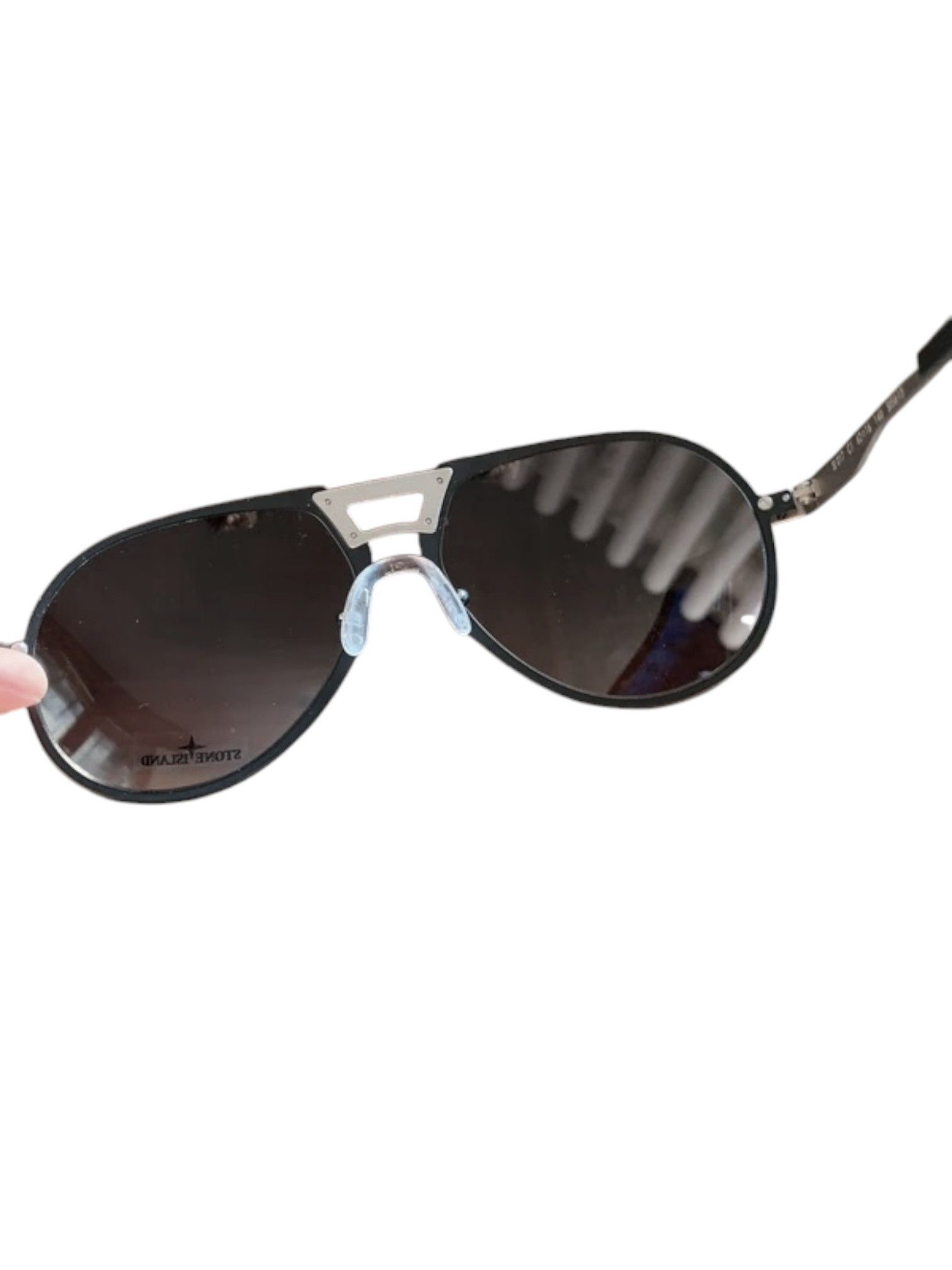 Stone Island Stone Island Silver Double Bridge Aviator Sunglasses, 2010s Size ONE SIZE - 3 Thumbnail