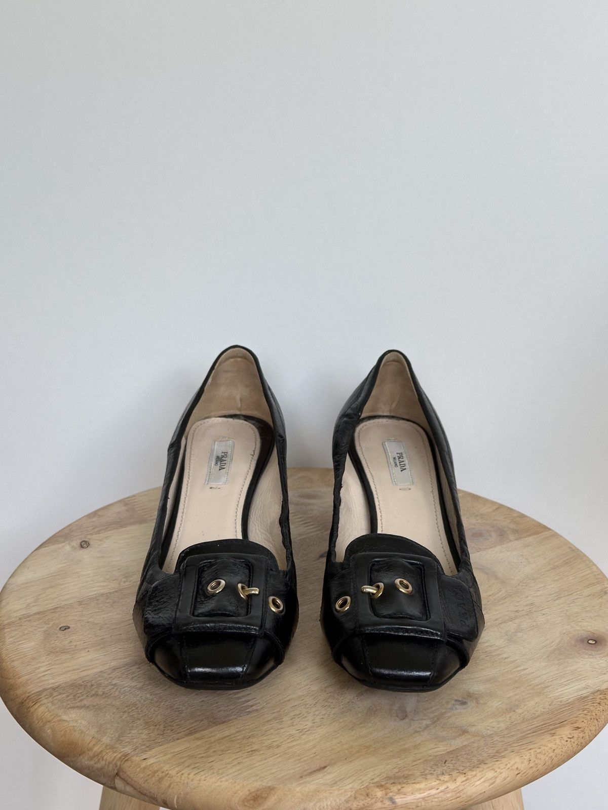 Designer × Prada Prada Leather Black pumps Size US 7.5 / IT 37.5 - 3 Thumbnail
