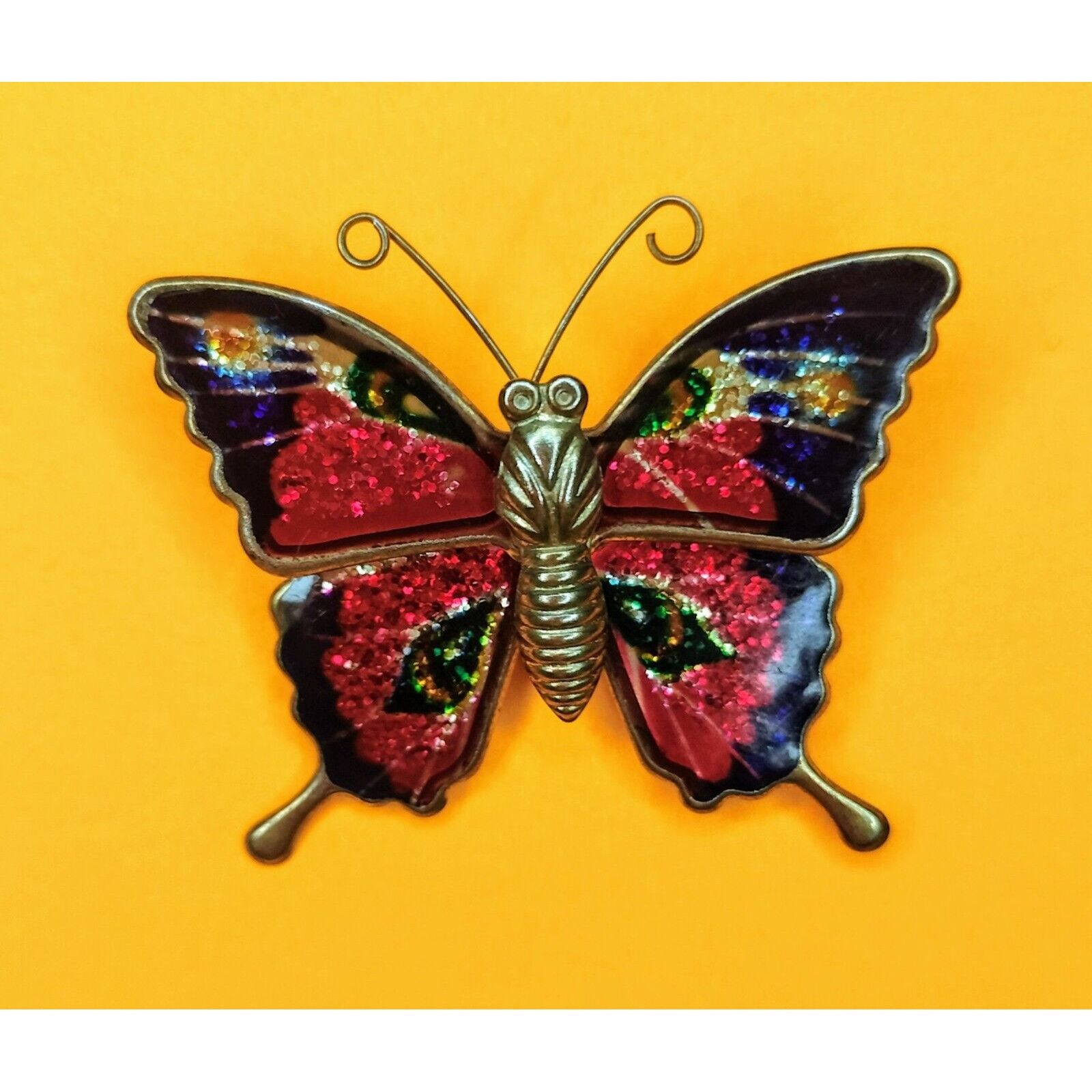 Other Colorful Enameled Butterfly Pin Gold Tone Jewelry Brooch Gli Size ONE SIZE - 6 Thumbnail