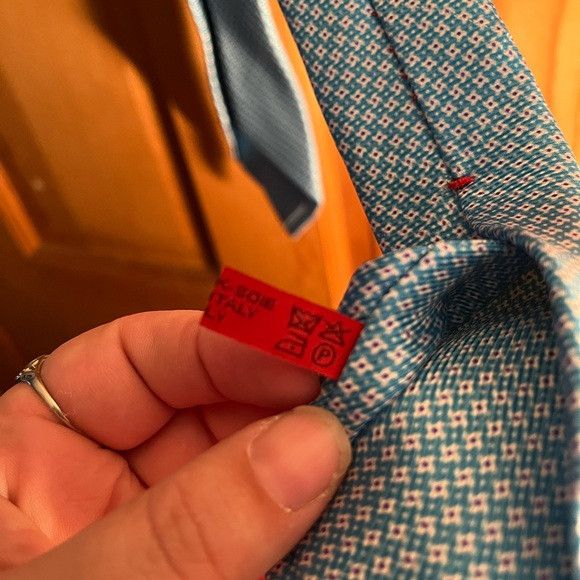 Isaia Isaia neck Tie 7 fold 100% silk blue and white handmade IT Size ONE SIZE - 6 Thumbnail
