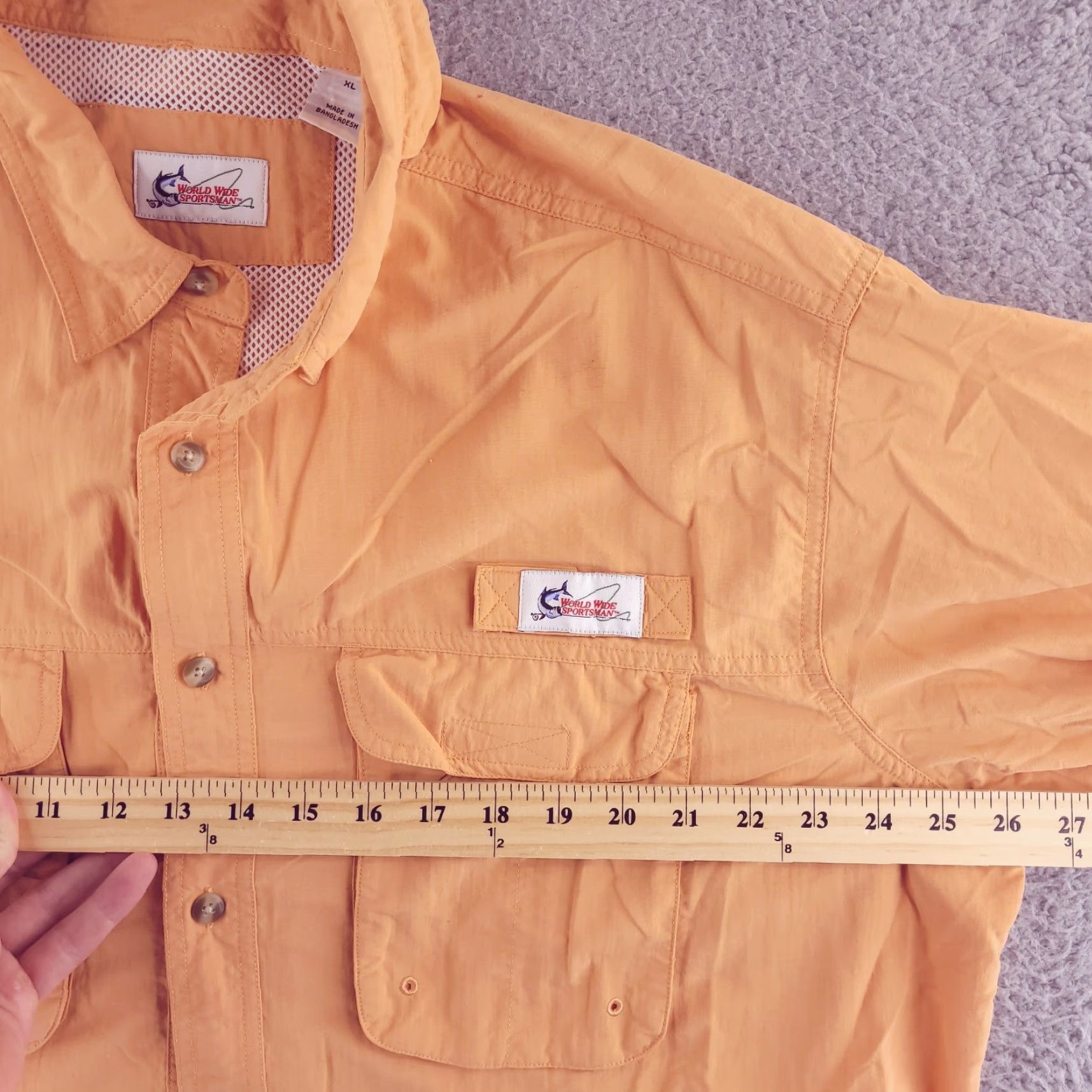 Vintage World Wide Sportsman Shirt Mens XL Orange Nylon Short Sleeve Button-Up Vintage: No Size US XL / EU 56 / 4 - 4 Thumbnail
