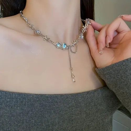 Jewelry Y2K Irregular Moon stone Adjustable Necklace Size ONE SIZE - 1 Thumbnail