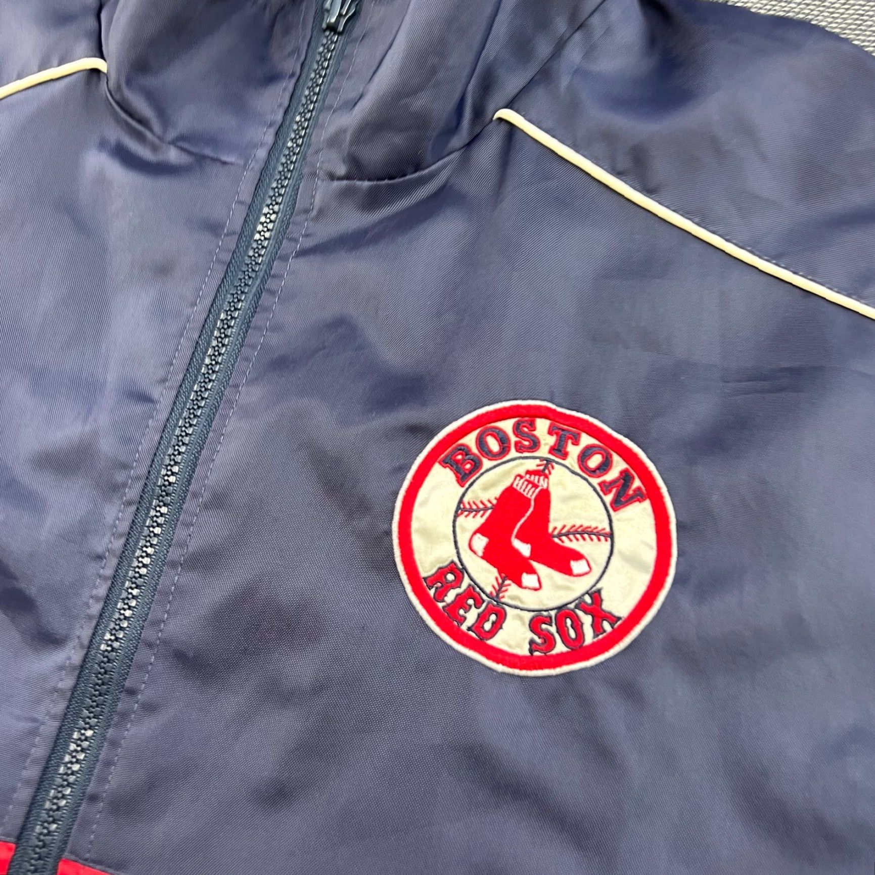 MLB MLB Boston Red Sox Windbreaker Jacket Full Zip Mens Large Blue red Jacket Size US L / EU 52-54 / 3 - 7 Thumbnail