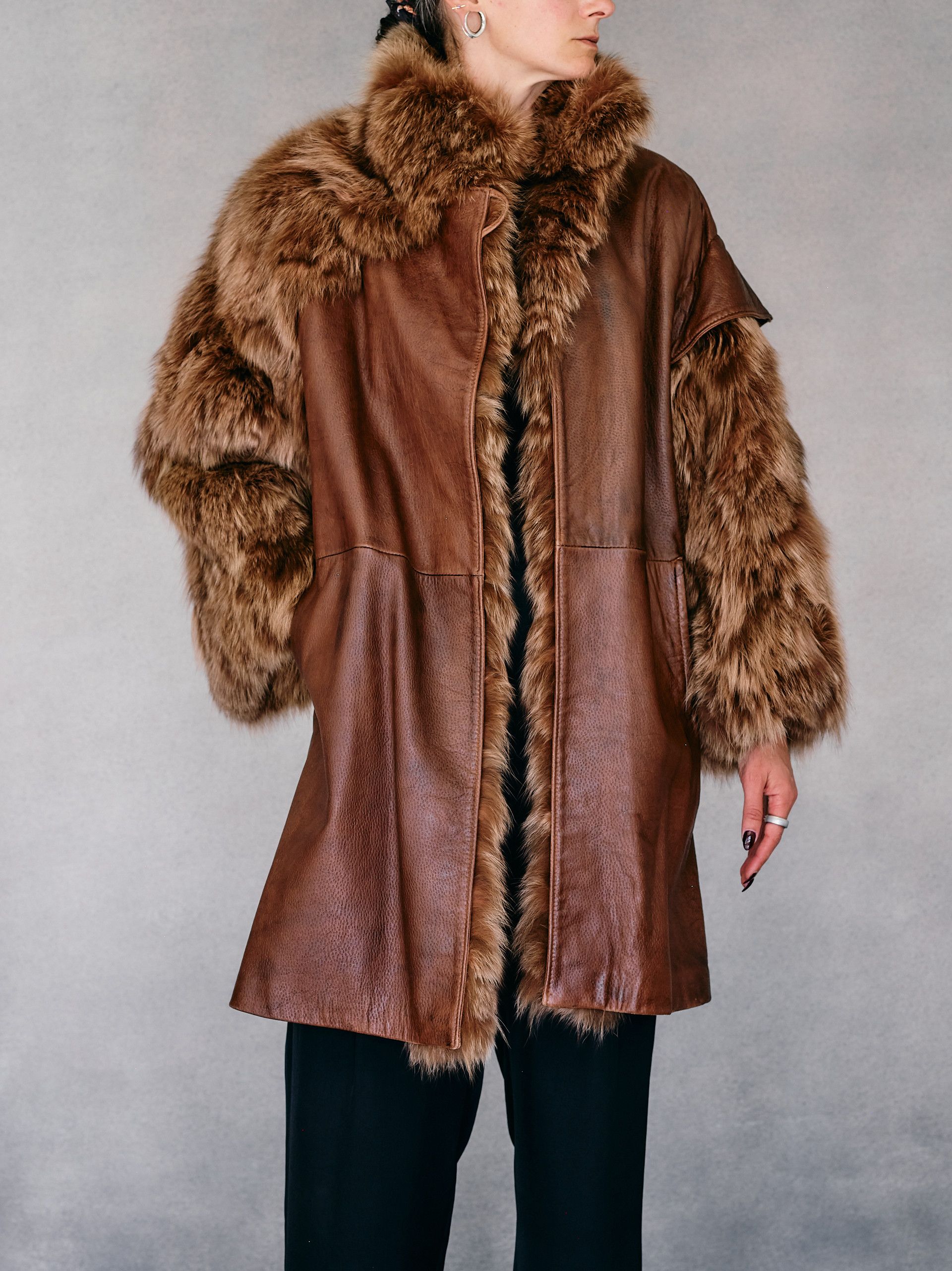 Fendi Fendi leather & fox fur coat 1984 Size L / US 10 / IT 46 - 6 Thumbnail